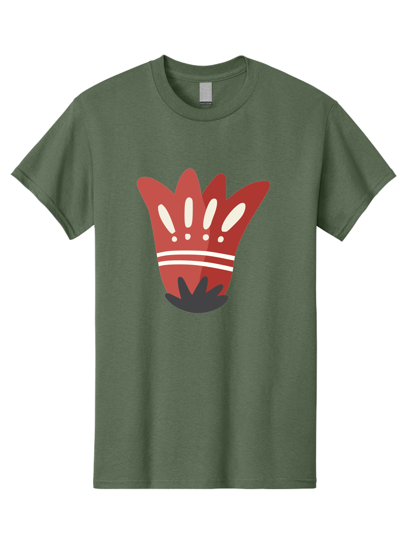 Red-Hand Men'S Graphic Tee, 100% Cotton, Comfortable Casual Summer Wear, Machine Washable, Red Hand Illustration, Hand With Fingers Spread, White Accents On Fingers, Symbol Or Gesture, Bold Design, Simple Shapes, Minimalist Style, Aad745 17
