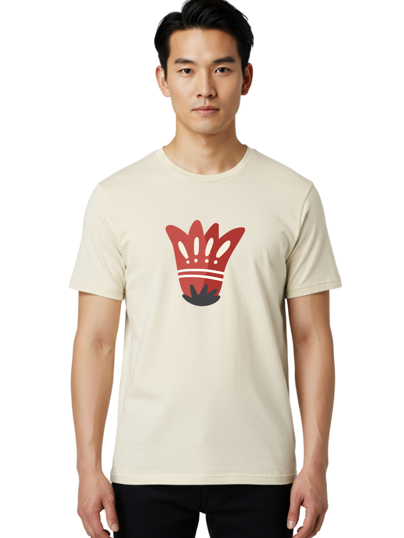 Red-Hand Men'S Graphic Tee, 100% Cotton, Comfortable Casual Summer Wear, Machine Washable, Red Hand Illustration, Hand With Fingers Spread, White Accents On Fingers, Symbol Or Gesture, Bold Design, Simple Shapes, Minimalist Style, Aad745 28