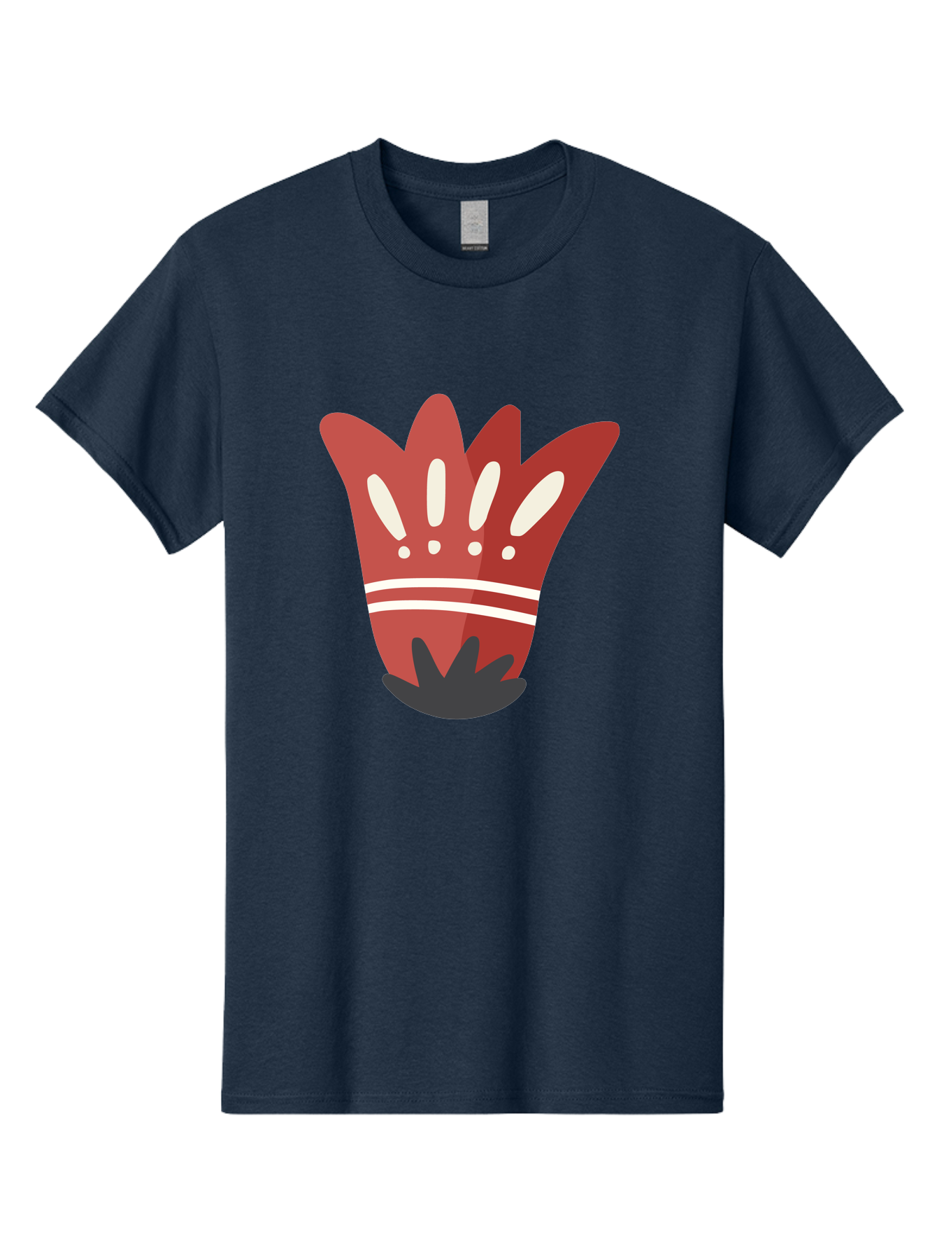 Red-Hand Men'S Graphic Tee, 100% Cotton, Comfortable Casual Summer Wear, Machine Washable, Red Hand Illustration, Hand With Fingers Spread, White Accents On Fingers, Symbol Or Gesture, Bold Design, Simple Shapes, Minimalist Style, Aad745 25