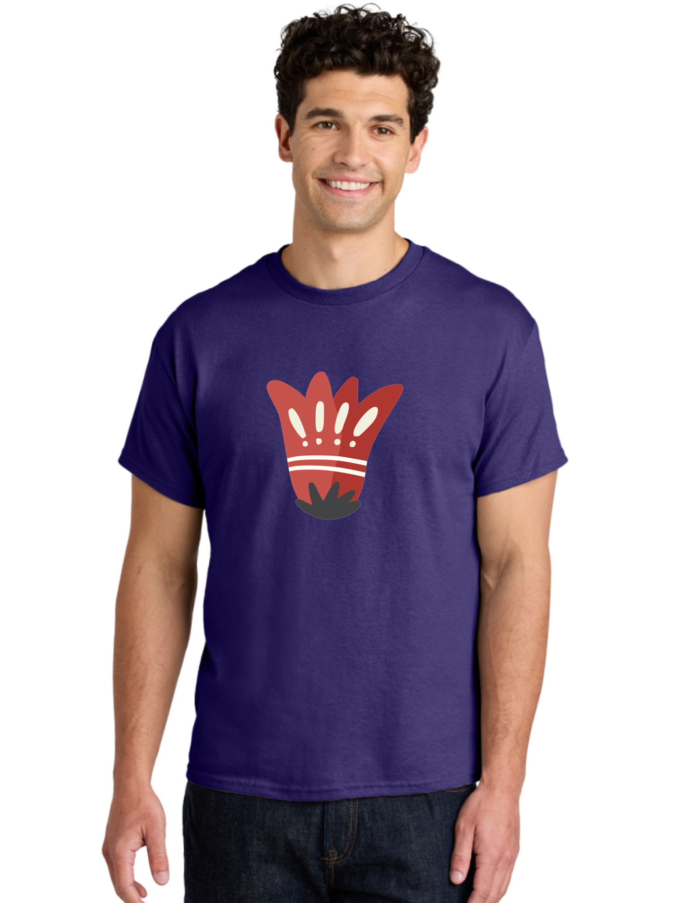 Red-Hand Men'S Graphic Tee, 100% Cotton, Comfortable Casual Summer Wear, Machine Washable, Red Hand Illustration, Hand With Fingers Spread, White Accents On Fingers, Symbol Or Gesture, Bold Design, Simple Shapes, Minimalist Style, Aad745 4