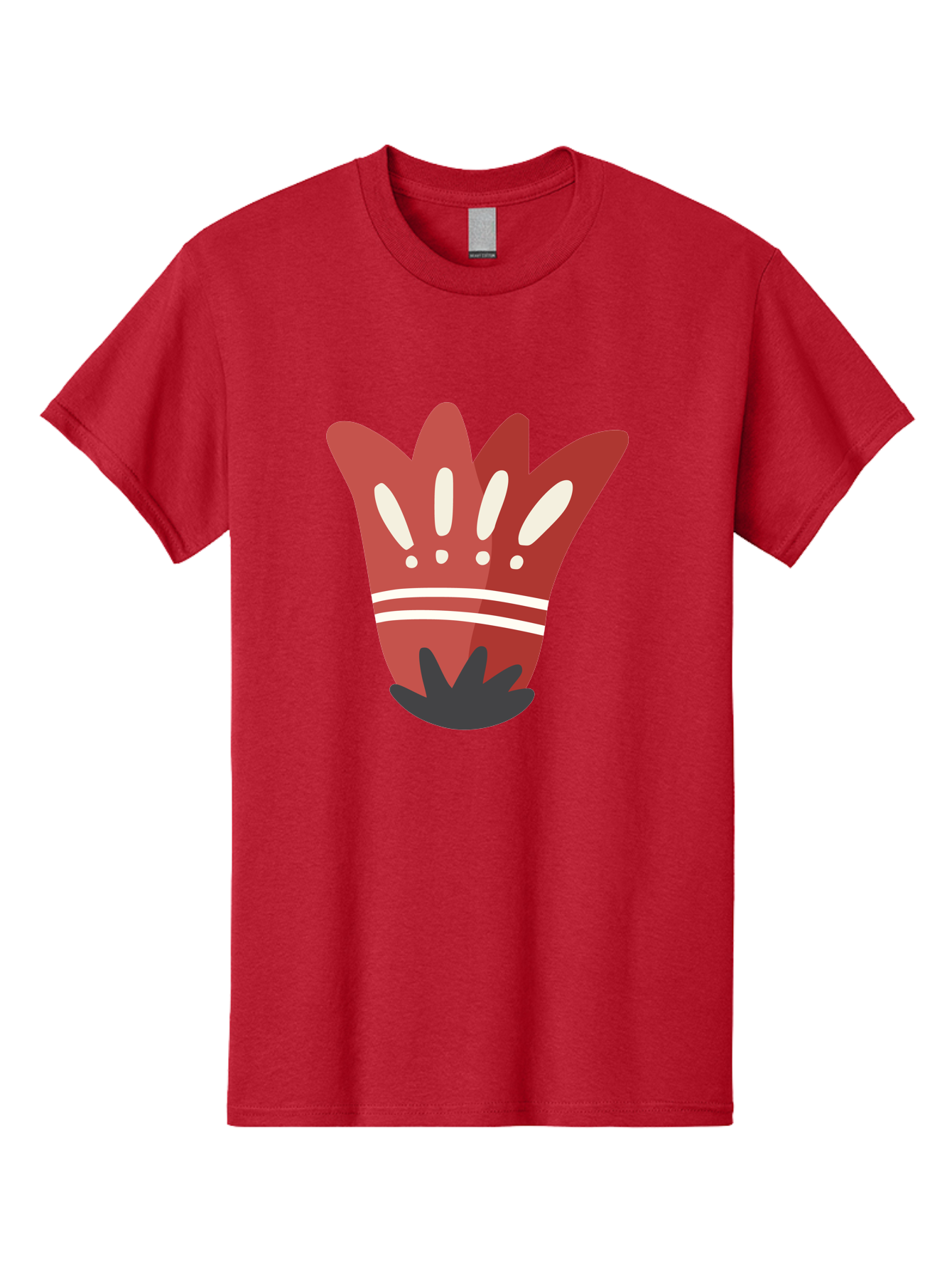 Red-Hand Men'S Graphic Tee, 100% Cotton, Comfortable Casual Summer Wear, Machine Washable, Red Hand Illustration, Hand With Fingers Spread, White Accents On Fingers, Symbol Or Gesture, Bold Design, Simple Shapes, Minimalist Style, Aad745 9