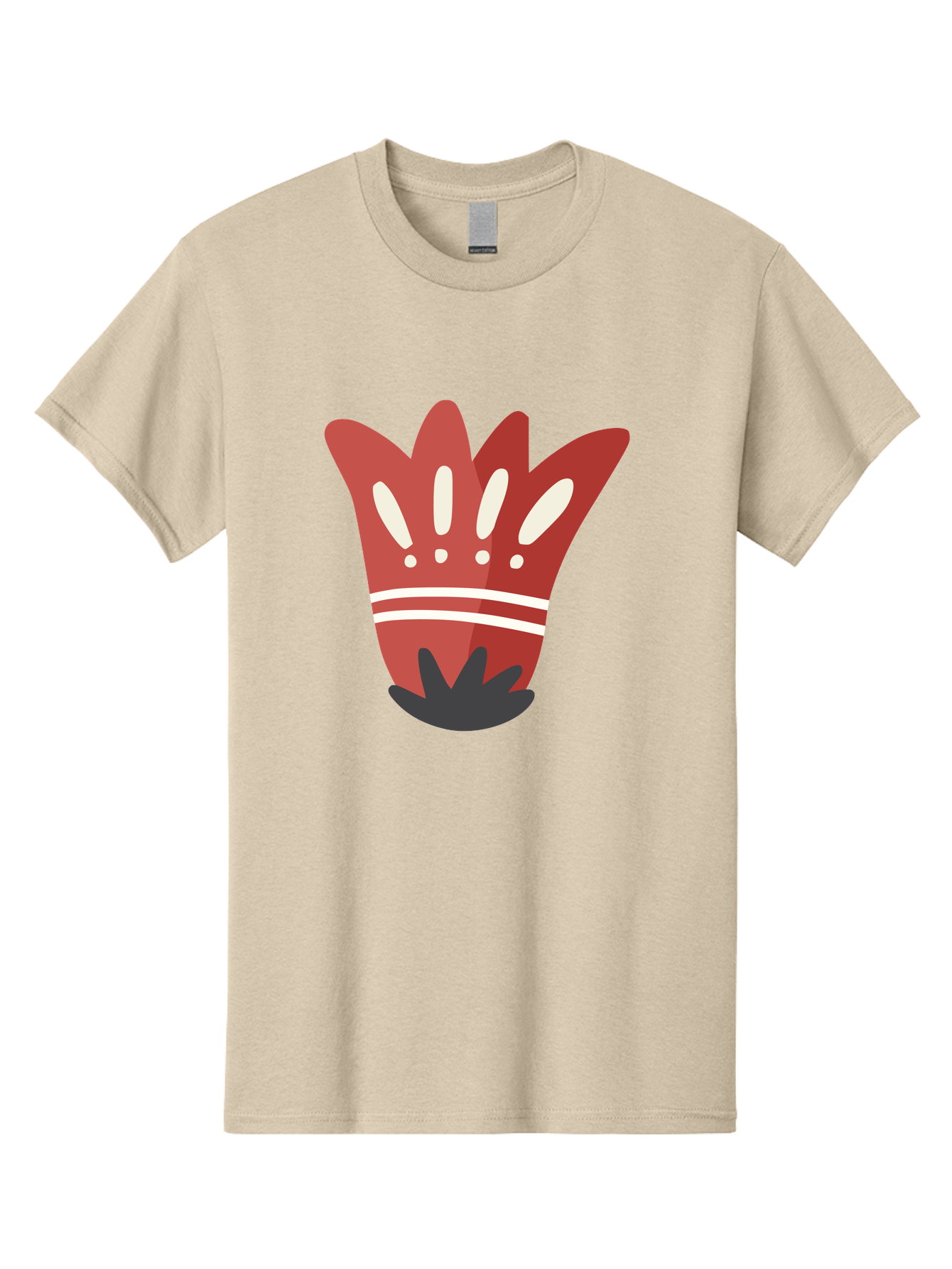Red-Hand Men'S Graphic Tee, 100% Cotton, Comfortable Casual Summer Wear, Machine Washable, Red Hand Illustration, Hand With Fingers Spread, White Accents On Fingers, Symbol Or Gesture, Bold Design, Simple Shapes, Minimalist Style, Aad745 19