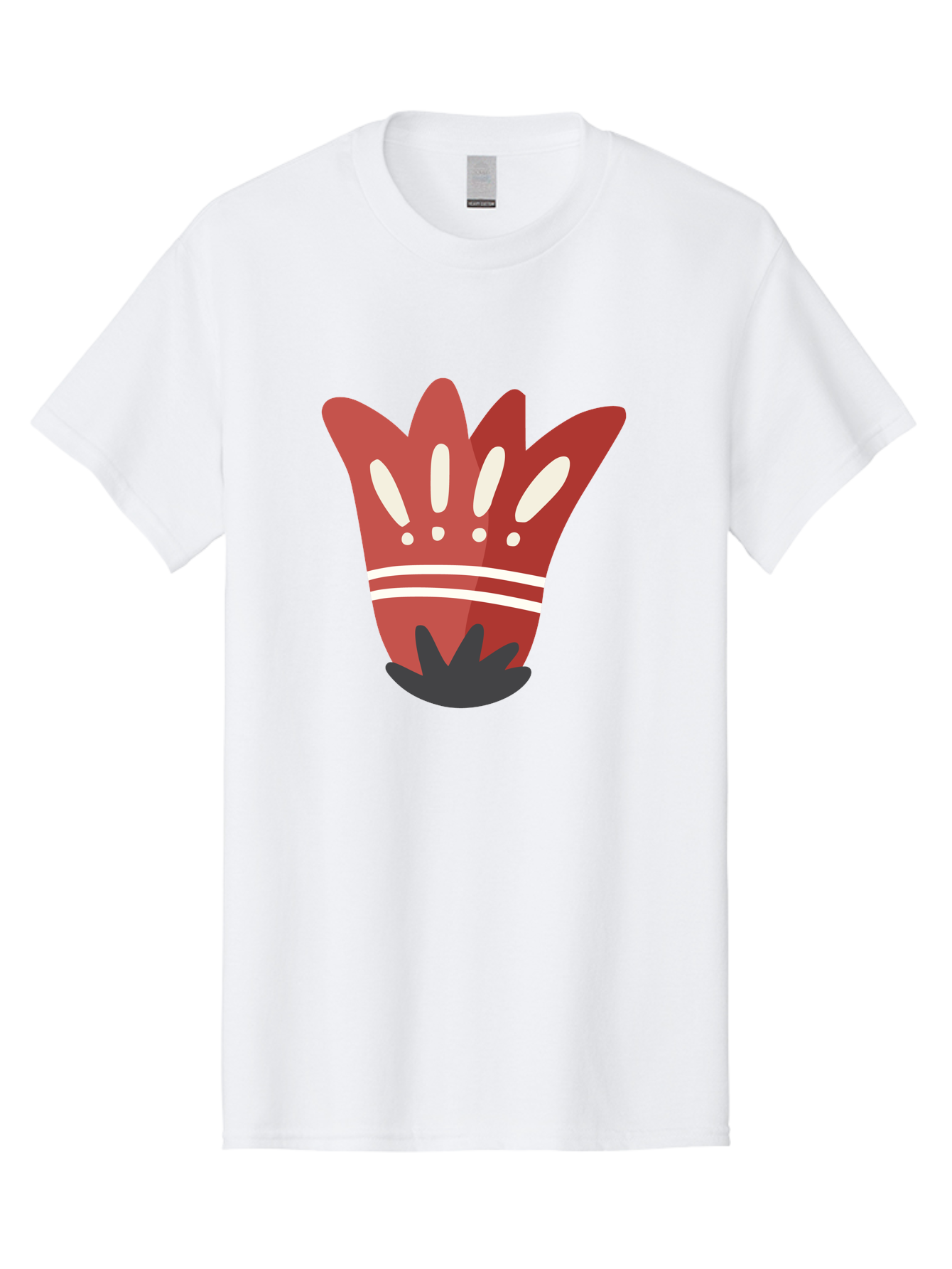 Red-Hand Men'S Graphic Tee, 100% Cotton, Comfortable Casual Summer Wear, Machine Washable, Red Hand Illustration, Hand With Fingers Spread, White Accents On Fingers, Symbol Or Gesture, Bold Design, Simple Shapes, Minimalist Style, Aad745 13