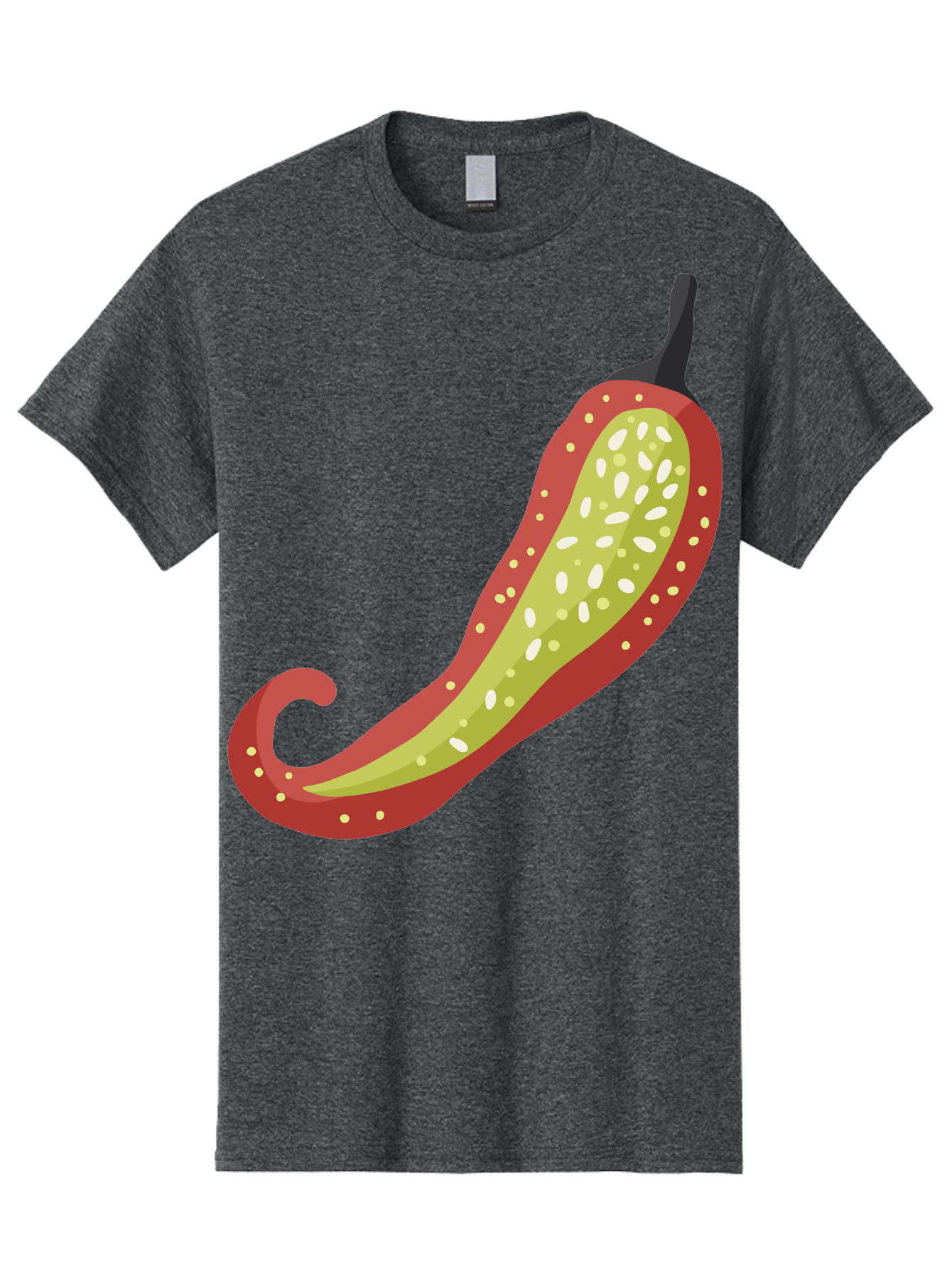 Red-Pepper Men'S Graphic Tee, 100% Cotton, Comfortable Casual Summer Wear, Machine Washable, Red Chili Pepper, Cutaway View, Seeds Inside, Spicy Food, Hot Pepper, Culinary Ingredient, Vibrant Red Color, Illustration Art Aad748 25