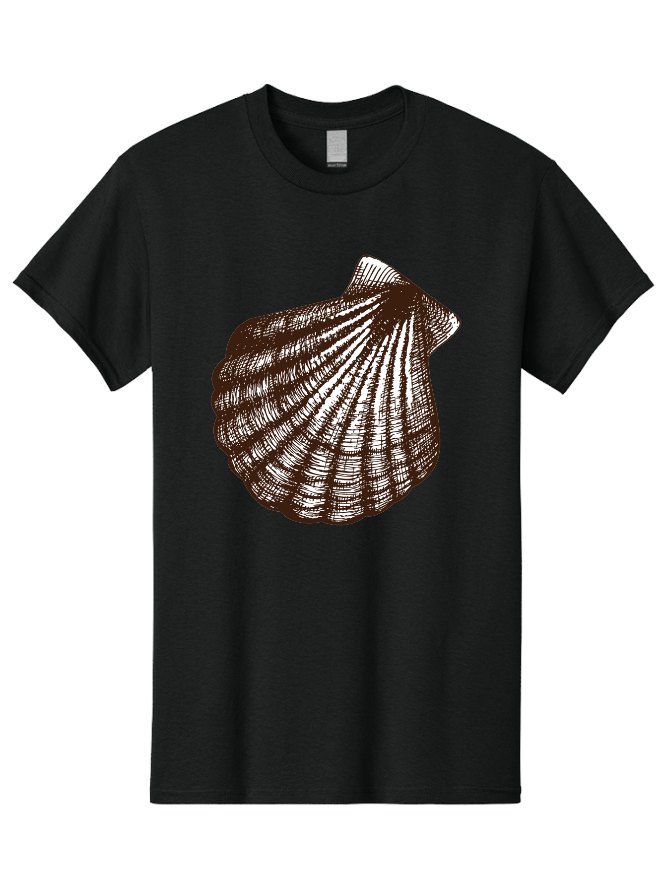 Scallop-Shell Men'S Graphic Tee, 100% Cotton, Comfortable Casual Summer Wear, Machine Washable, Scallop Shell, Seashell, Ocean Shell, Marine Life, Coastal Decor, Beachy Vibe, Shell Art, Detailed Illustration, Monochrome Design Aad749 7