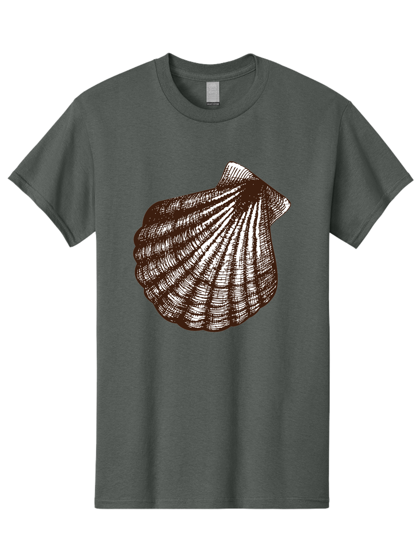 Scallop-Shell Men'S Graphic Tee, 100% Cotton, Comfortable Casual Summer Wear, Machine Washable, Scallop Shell, Seashell, Ocean Shell, Marine Life, Coastal Decor, Beachy Vibe, Shell Art, Detailed Illustration, Monochrome Design Aad749 23