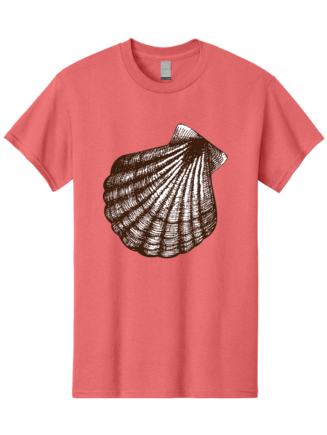 Scallop-Shell Men'S Graphic Tee, 100% Cotton, Comfortable Casual Summer Wear, Machine Washable, Scallop Shell, Seashell, Ocean Shell, Marine Life, Coastal Decor, Beachy Vibe, Shell Art, Detailed Illustration, Monochrome Design Aad749 19