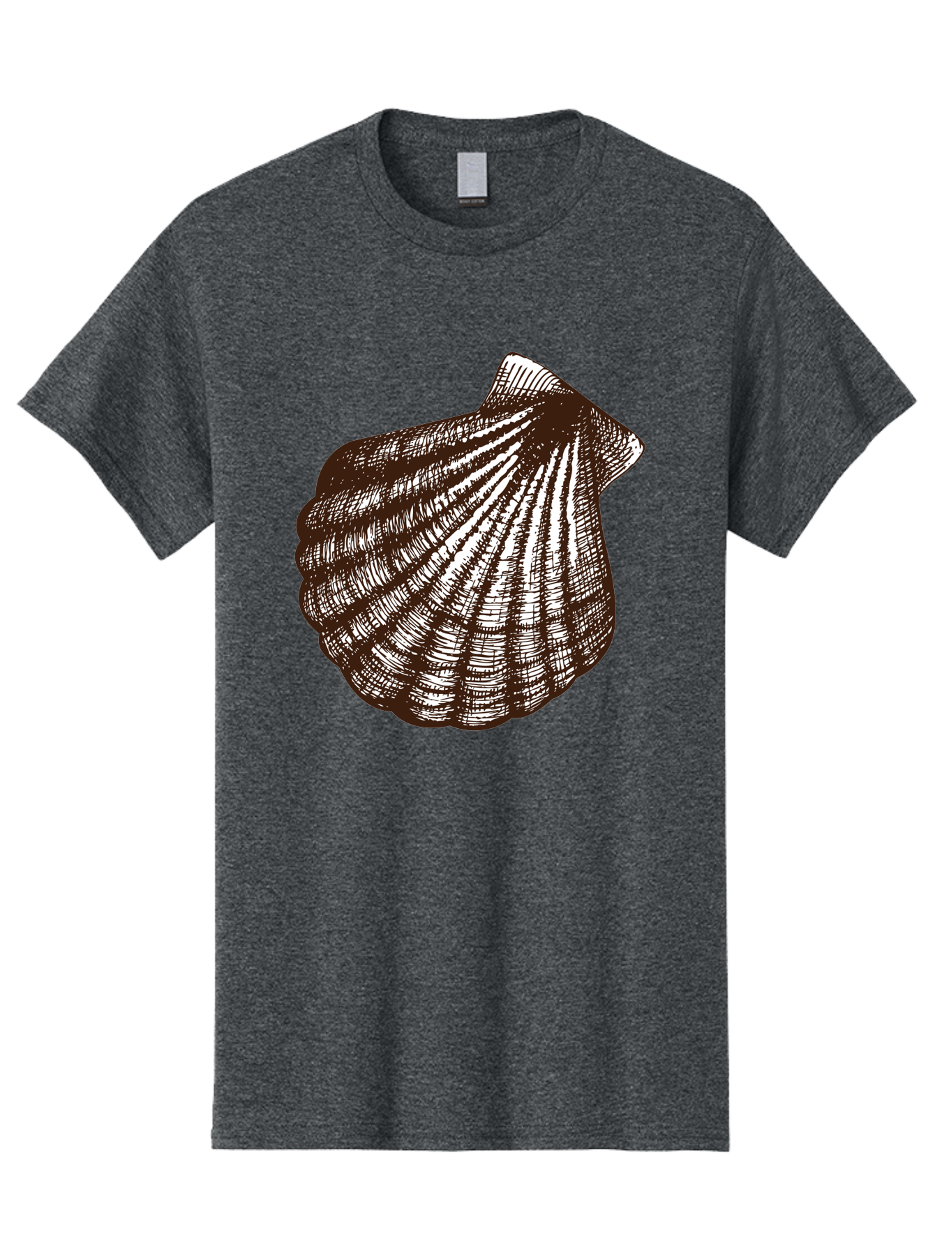 Scallop-Shell Men'S Graphic Tee, 100% Cotton, Comfortable Casual Summer Wear, Machine Washable, Scallop Shell, Seashell, Ocean Shell, Marine Life, Coastal Decor, Beachy Vibe, Shell Art, Detailed Illustration, Monochrome Design Aad749 3