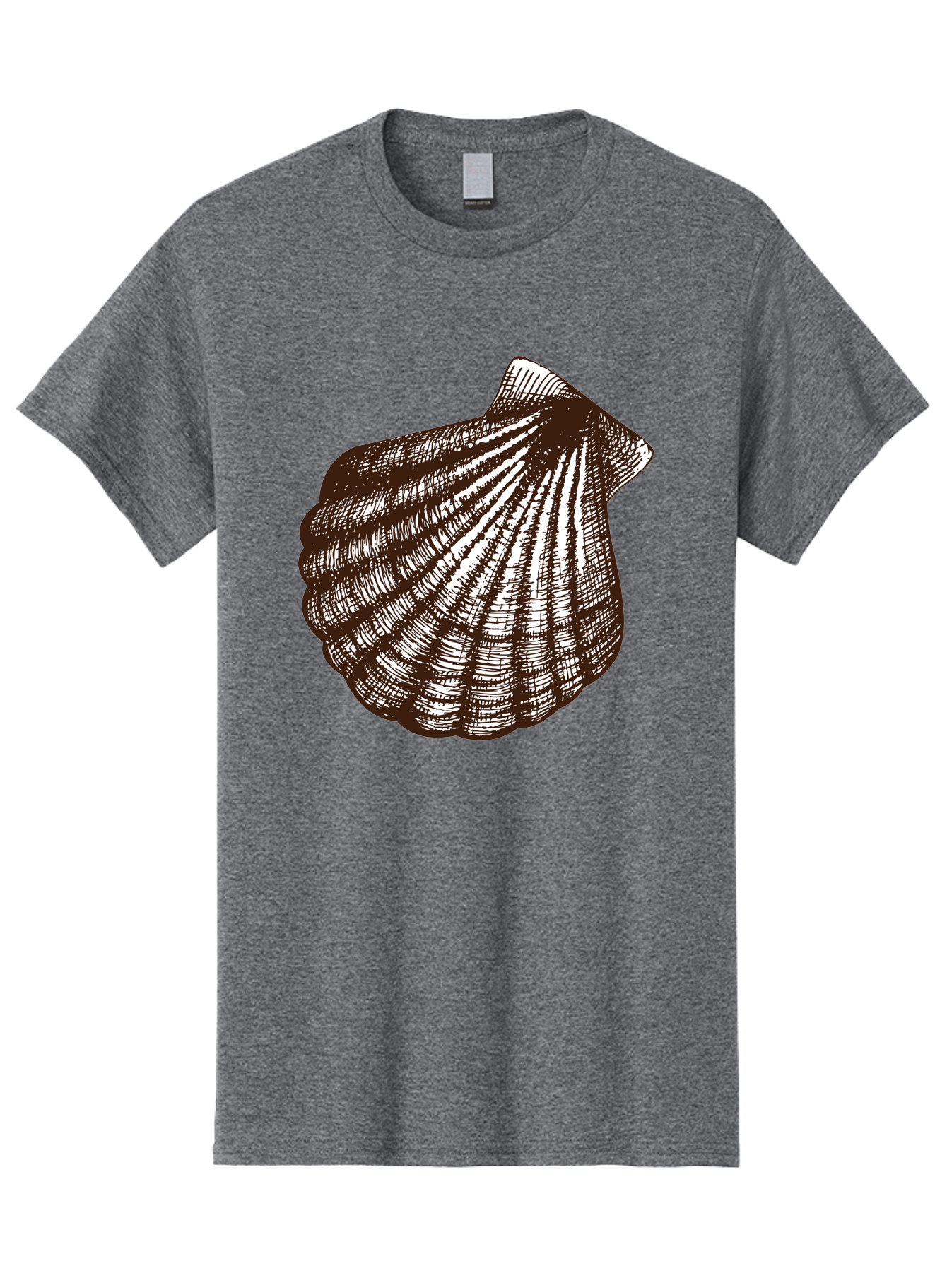 Scallop-Shell Men'S Graphic Tee, 100% Cotton, Comfortable Casual Summer Wear, Machine Washable, Scallop Shell, Seashell, Ocean Shell, Marine Life, Coastal Decor, Beachy Vibe, Shell Art, Detailed Illustration, Monochrome Design Aad749 5
