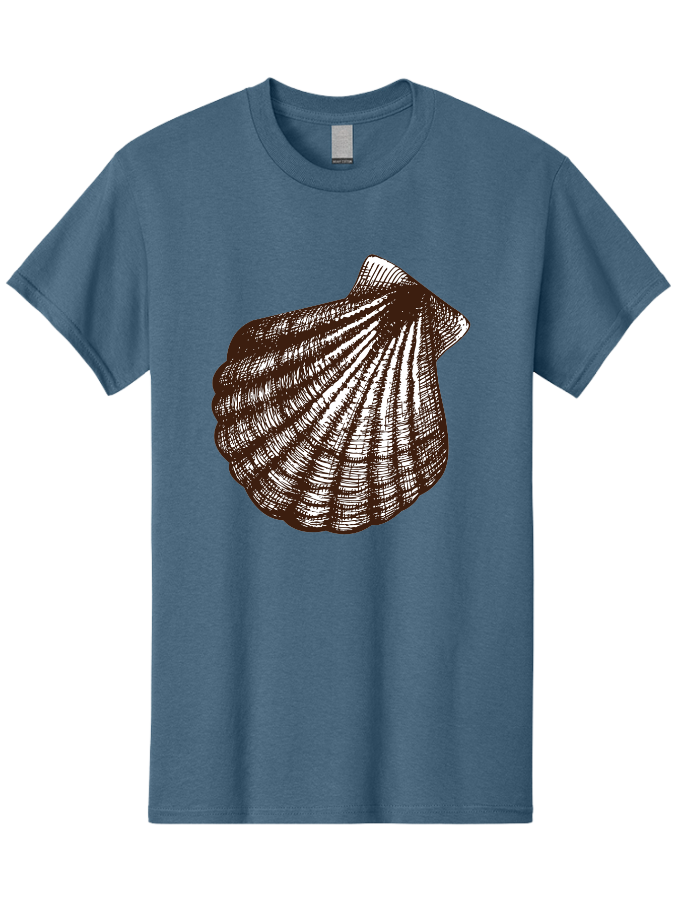 Scallop-Shell Men'S Graphic Tee, 100% Cotton, Comfortable Casual Summer Wear, Machine Washable, Scallop Shell, Seashell, Ocean Shell, Marine Life, Coastal Decor, Beachy Vibe, Shell Art, Detailed Illustration, Monochrome Design Aad749 13
