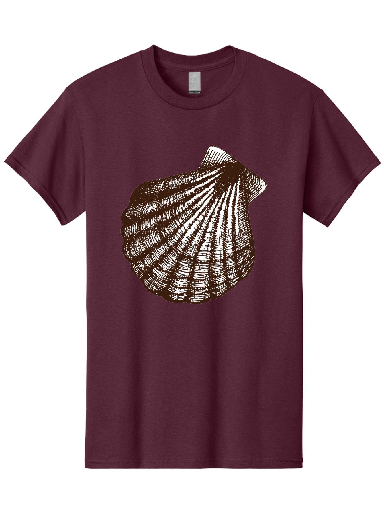 Scallop-Shell Men'S Graphic Tee, 100% Cotton, Comfortable Casual Summer Wear, Machine Washable, Scallop Shell, Seashell, Ocean Shell, Marine Life, Coastal Decor, Beachy Vibe, Shell Art, Detailed Illustration, Monochrome Design Aad749 17