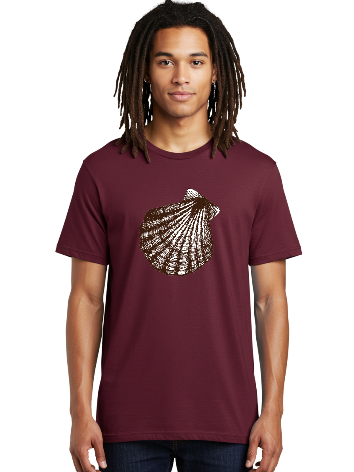 Scallop-Shell Men'S Graphic Tee, 100% Cotton, Comfortable Casual Summer Wear, Machine Washable, Scallop Shell, Seashell, Ocean Shell, Marine Life, Coastal Decor, Beachy Vibe, Shell Art, Detailed Illustration, Monochrome Design Aad749 18
