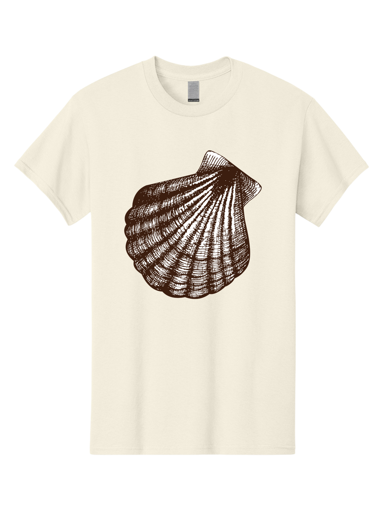 Scallop-Shell Men'S Graphic Tee, 100% Cotton, Comfortable Casual Summer Wear, Machine Washable, Scallop Shell, Seashell, Ocean Shell, Marine Life, Coastal Decor, Beachy Vibe, Shell Art, Detailed Illustration, Monochrome Design Aad749 21