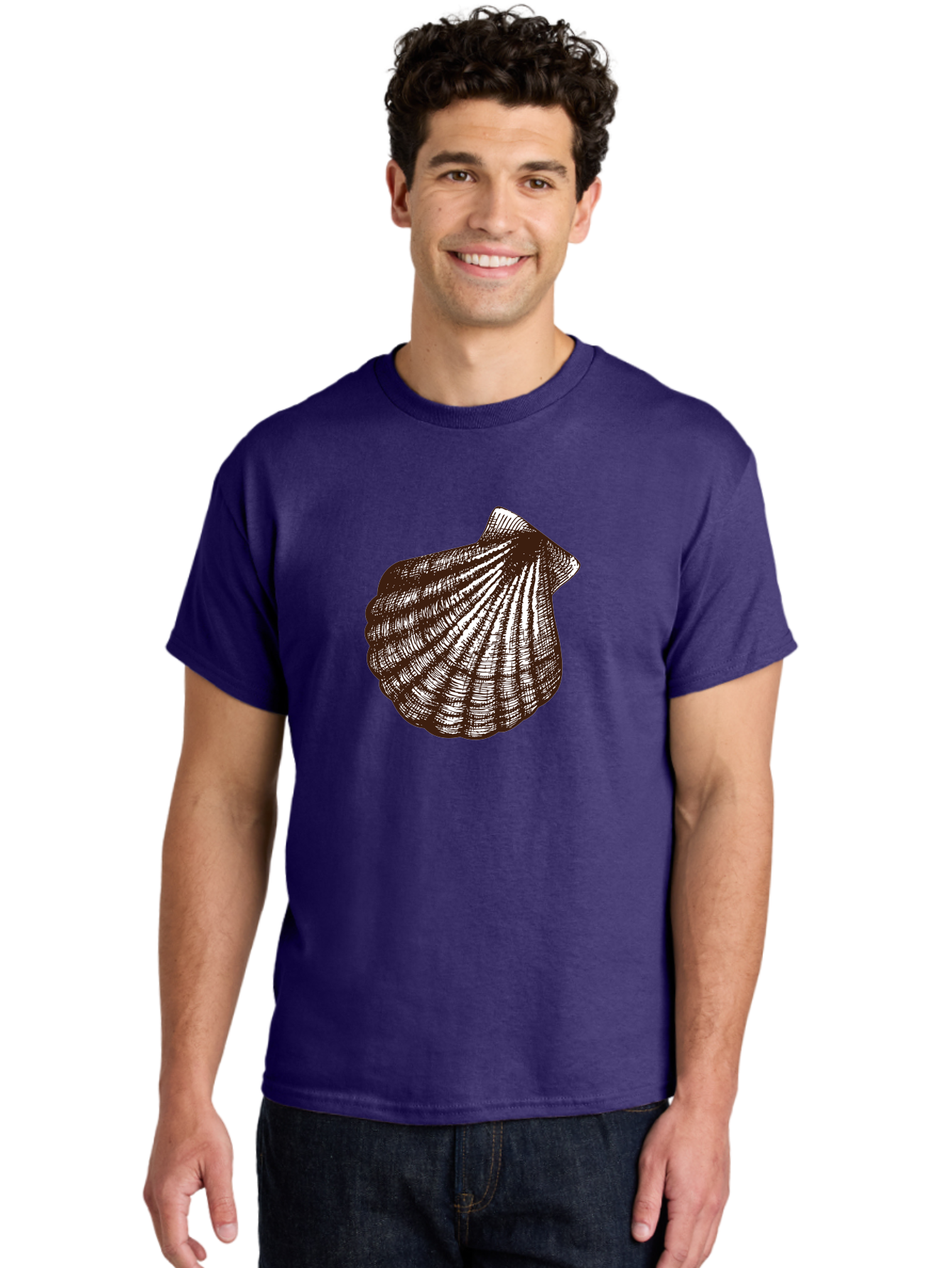 Scallop-Shell Men'S Graphic Tee, 100% Cotton, Comfortable Casual Summer Wear, Machine Washable, Scallop Shell, Seashell, Ocean Shell, Marine Life, Coastal Decor, Beachy Vibe, Shell Art, Detailed Illustration, Monochrome Design Aad749 10