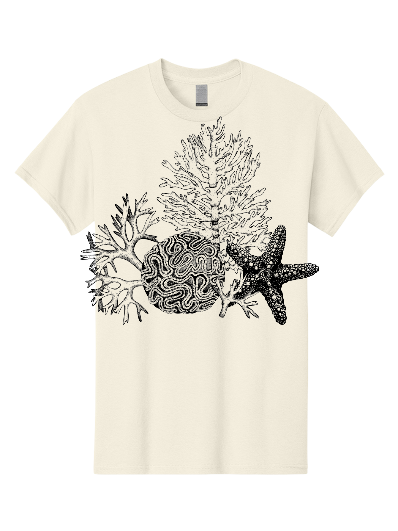 Sea-Turtle Men'S Graphic Tee, 100% Cotton, Comfortable Casual Summer Wear, Machine Washable, Brain Illustration, Coral Reef, Starfish, Ocean Life, Sea Creatures, Underwater World, Marine Biology, Neurological Art, Abstract Design, Aad751 7