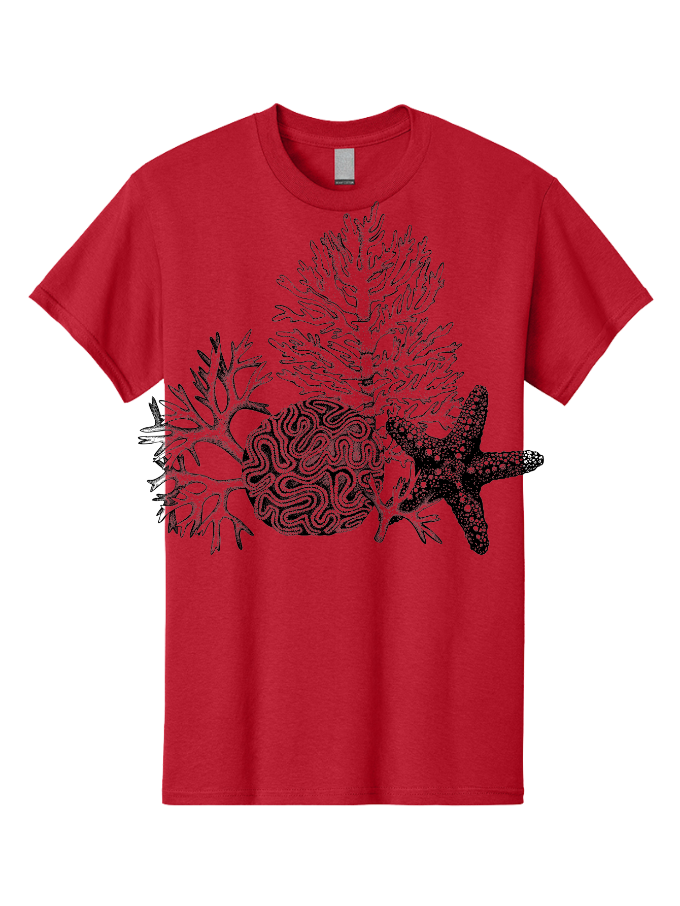 Sea-Turtle Men'S Graphic Tee, 100% Cotton, Comfortable Casual Summer Wear, Machine Washable, Brain Illustration, Coral Reef, Starfish, Ocean Life, Sea Creatures, Underwater World, Marine Biology, Neurological Art, Abstract Design, Aad751 13