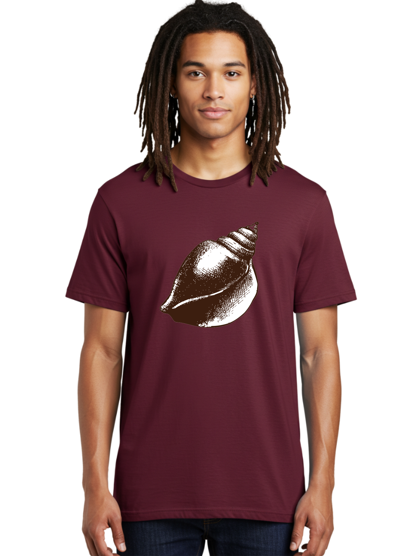 Seashell Men'S Graphic Tee, 100% Cotton, Comfortable Casual Summer Wear, Machine Washable, Vintage Seashell, Marine Life, Ocean Treasures, Coastal Decor, Classic Illustration, Monochrome Art, Textured Shell, Retro Style, Detailed Drawing, Aad752 18