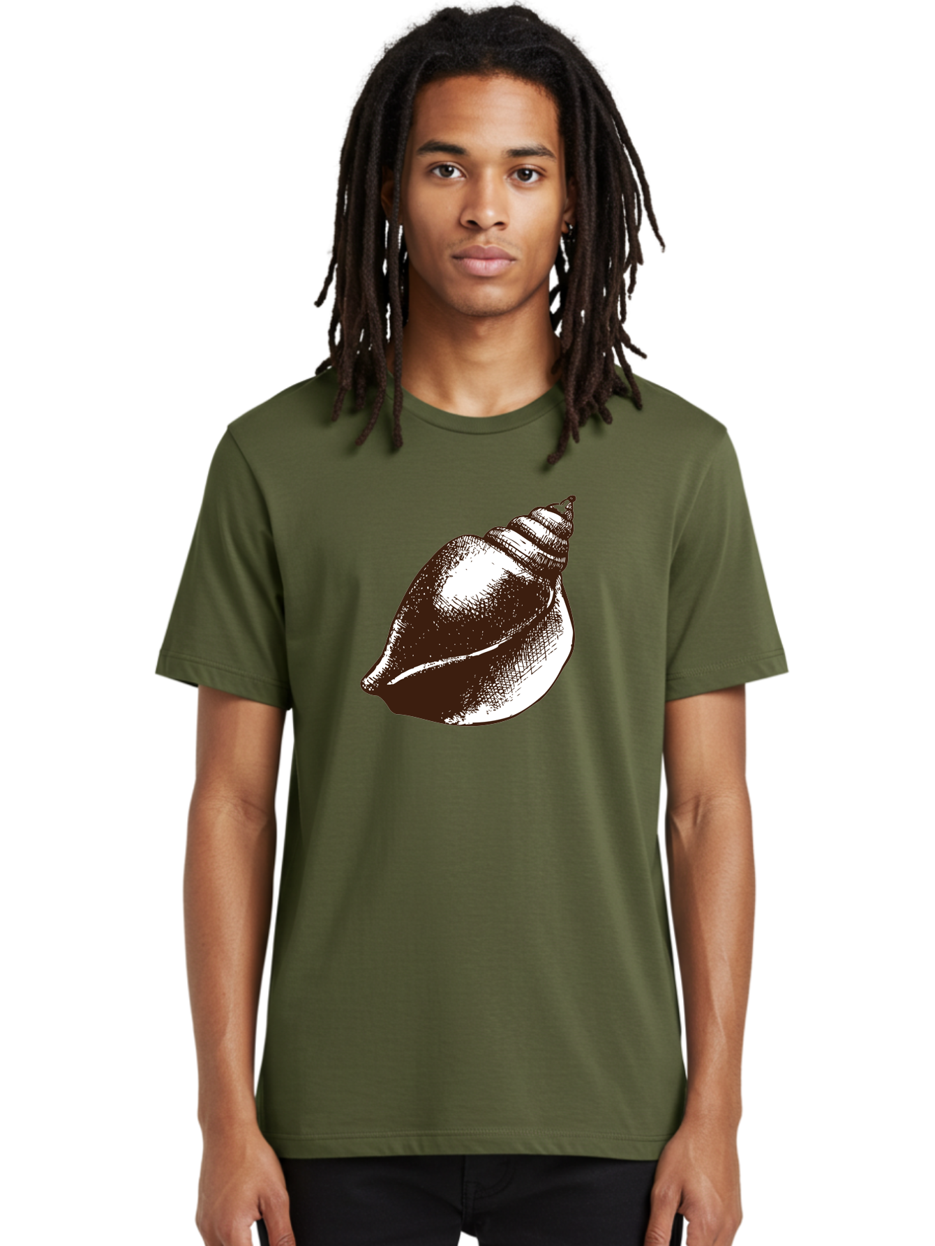 Seashell Men'S Graphic Tee, 100% Cotton, Comfortable Casual Summer Wear, Machine Washable, Vintage Seashell, Marine Life, Ocean Treasures, Coastal Decor, Classic Illustration, Monochrome Art, Textured Shell, Retro Style, Detailed Drawing, Aad752 22