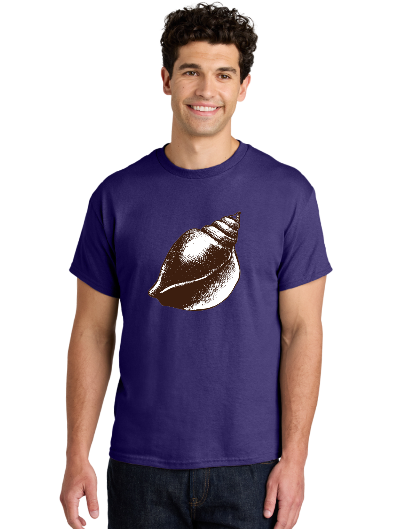 Seashell Men'S Graphic Tee, 100% Cotton, Comfortable Casual Summer Wear, Machine Washable, Vintage Seashell, Marine Life, Ocean Treasures, Coastal Decor, Classic Illustration, Monochrome Art, Textured Shell, Retro Style, Detailed Drawing, Aad752 6