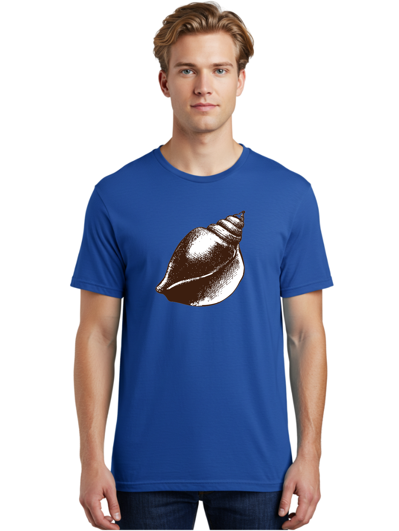Seashell Men'S Graphic Tee, 100% Cotton, Comfortable Casual Summer Wear, Machine Washable, Vintage Seashell, Marine Life, Ocean Treasures, Coastal Decor, Classic Illustration, Monochrome Art, Textured Shell, Retro Style, Detailed Drawing, Aad752 28