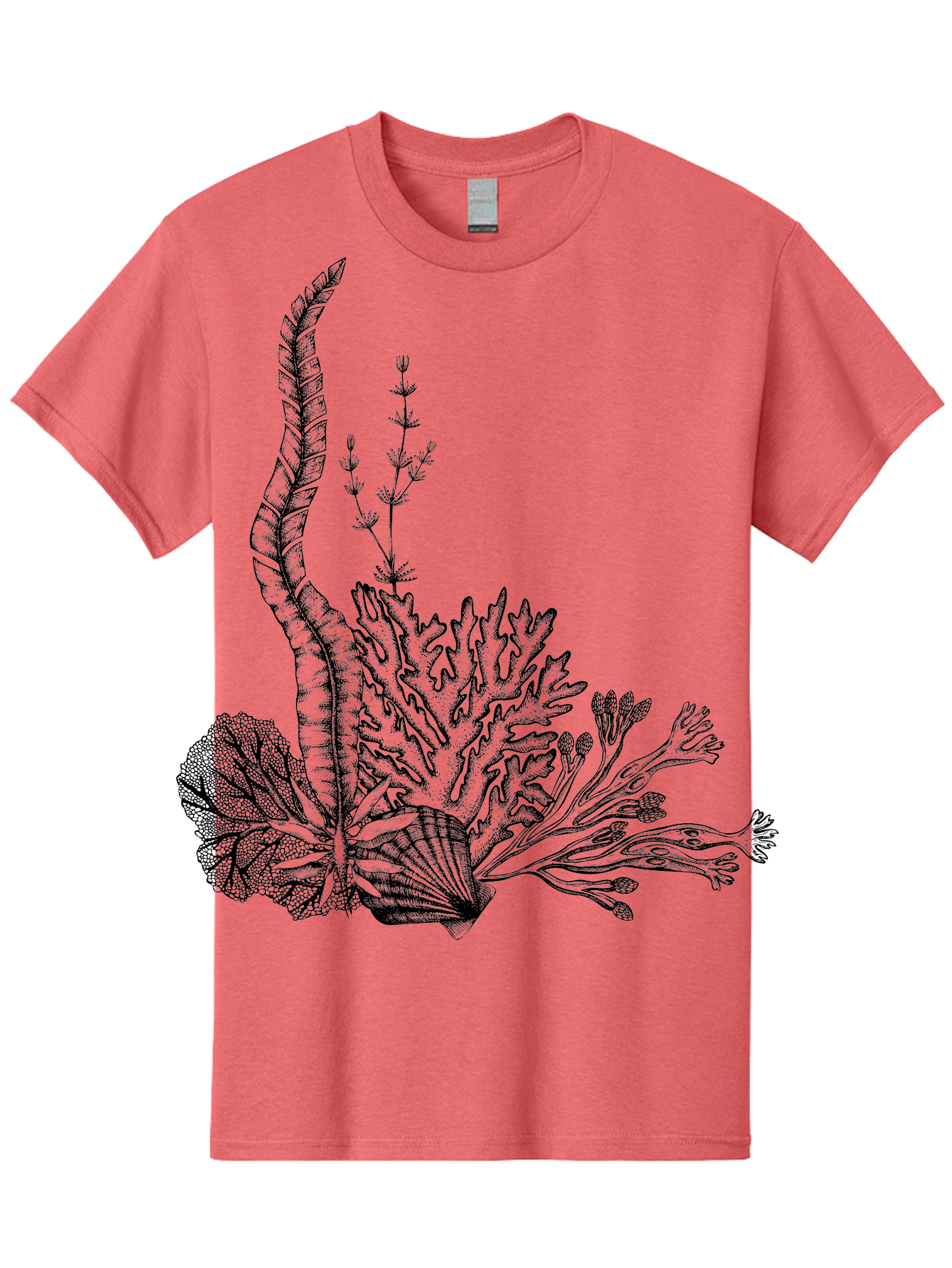 Seaweed-Illustration Men'S Graphic Tee, 100% Cotton, Comfortable Casual Summer Wear, Machine Washable, Detailed Seaweed, Oceanic Foliage, Black Ink Illustration, Floral Seaweed, Underwater Scenery, Marine Life, Botanical Art Aad753 11