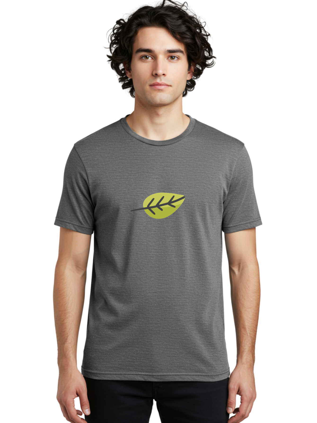Simple-Leaf Men'S Graphic Tee, 100% Cotton, Comfortable Casual Summer Wear, Machine Washable, Simple Leaf Design, Green Leaf Illustration, Minimalist Art, Nature-Inspired Graphics, Stylized Foliage, Botanical Icon, Eco-Friendly Symbol Aad755 22