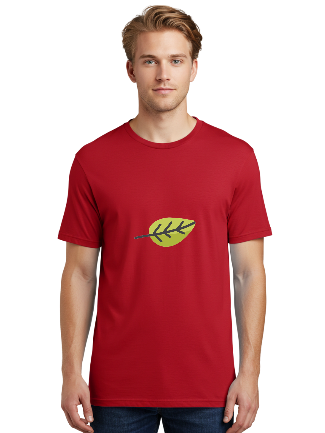Simple-Leaf Men'S Graphic Tee, 100% Cotton, Comfortable Casual Summer Wear, Machine Washable, Simple Leaf Design, Green Leaf Illustration, Minimalist Art, Nature-Inspired Graphics, Stylized Foliage, Botanical Icon, Eco-Friendly Symbol Aad755 8