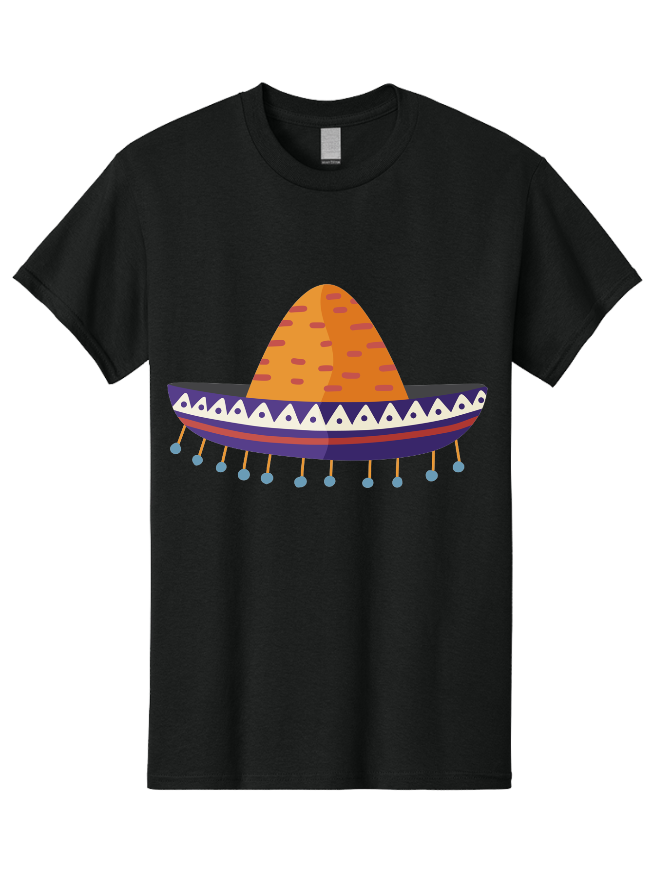 Sombrero-1 Men'S Graphic Tee, 100% Cotton, Comfortable Casual Summer Wear, Machine Washable, Traditional Mexican Hat, Vibrant Colors, Festive Atmosphere, Cultural Heritage, Colorful Tassels, Decorative Design, Latin American Style, Aad756 15