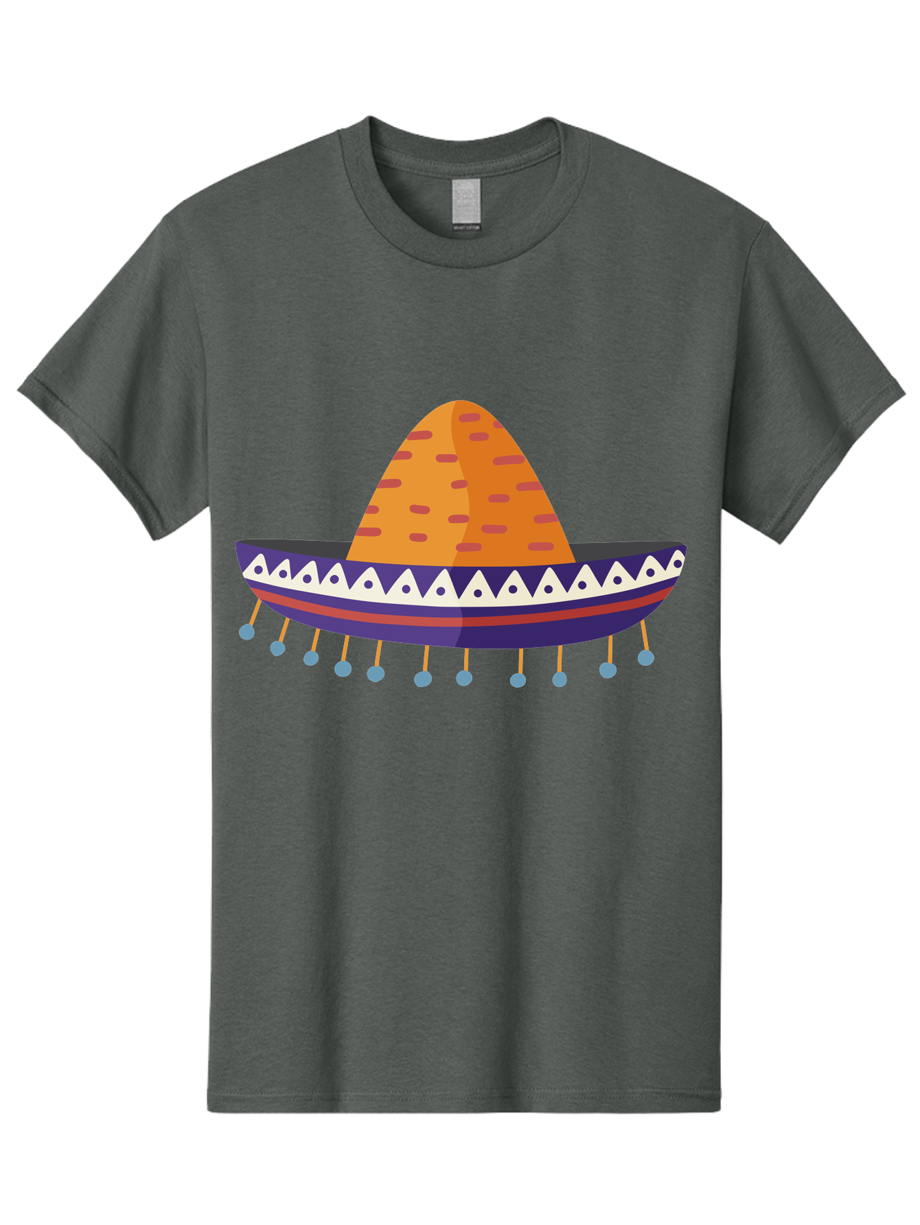 Sombrero-1 Men'S Graphic Tee, 100% Cotton, Comfortable Casual Summer Wear, Machine Washable, Traditional Mexican Hat, Vibrant Colors, Festive Atmosphere, Cultural Heritage, Colorful Tassels, Decorative Design, Latin American Style, Aad756 25