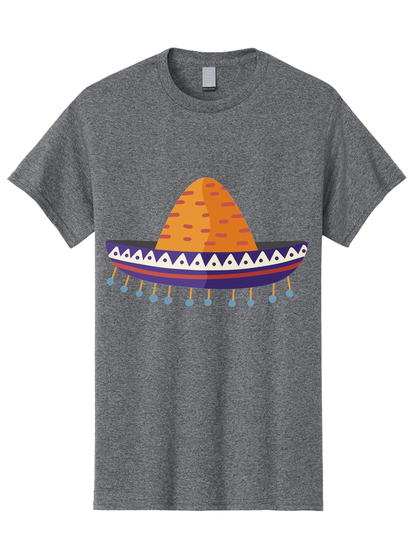 Sombrero-1 Men'S Graphic Tee, 100% Cotton, Comfortable Casual Summer Wear, Machine Washable, Traditional Mexican Hat, Vibrant Colors, Festive Atmosphere, Cultural Heritage, Colorful Tassels, Decorative Design, Latin American Style, Aad756 29