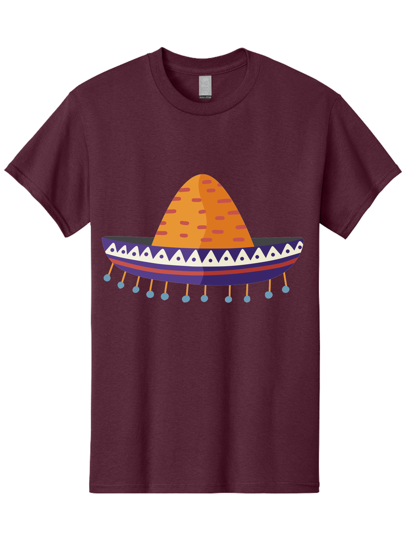 Sombrero-1 Men'S Graphic Tee, 100% Cotton, Comfortable Casual Summer Wear, Machine Washable, Traditional Mexican Hat, Vibrant Colors, Festive Atmosphere, Cultural Heritage, Colorful Tassels, Decorative Design, Latin American Style, Aad756 7