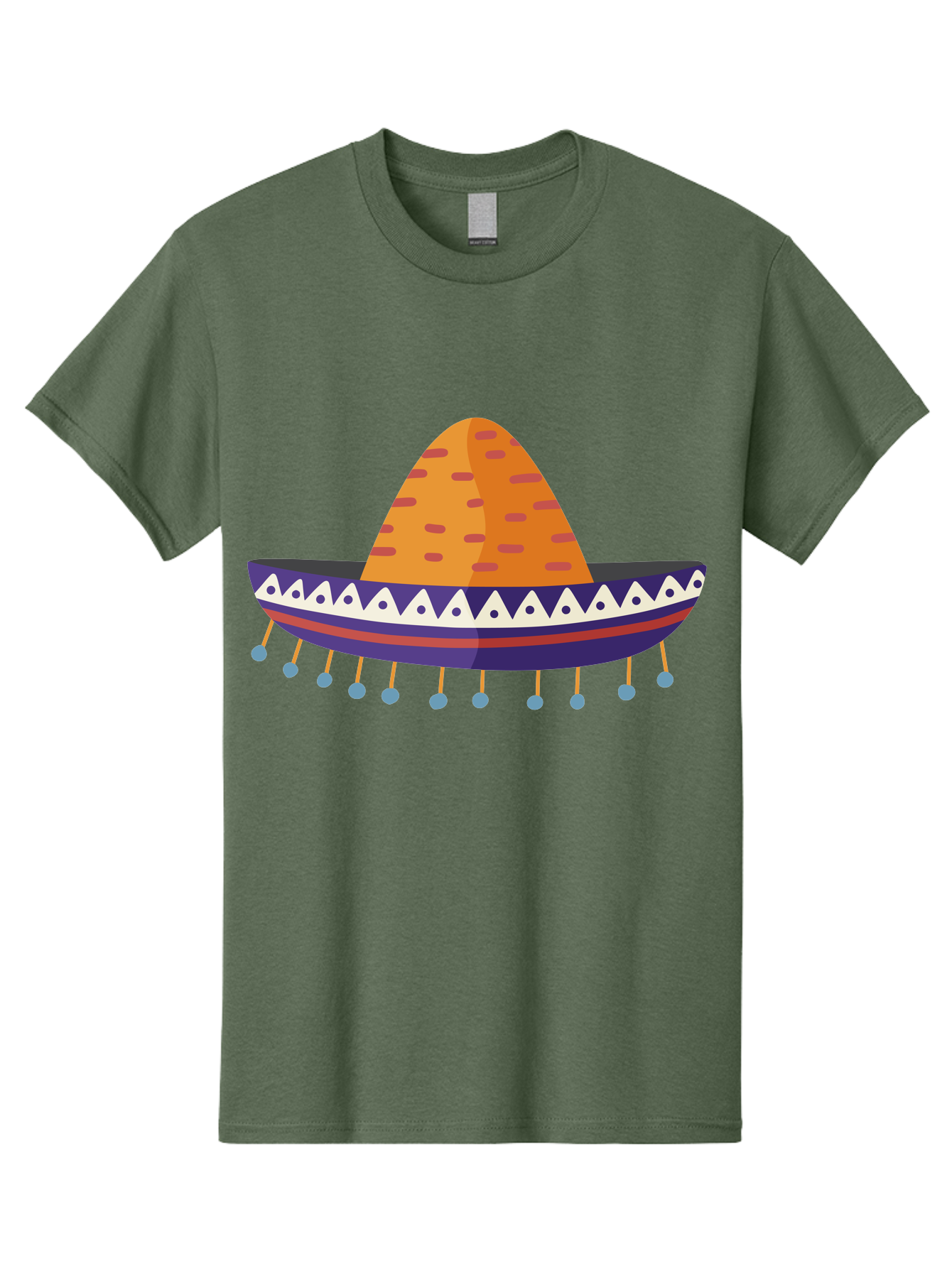 Sombrero-1 Men'S Graphic Tee, 100% Cotton, Comfortable Casual Summer Wear, Machine Washable, Traditional Mexican Hat, Vibrant Colors, Festive Atmosphere, Cultural Heritage, Colorful Tassels, Decorative Design, Latin American Style, Aad756 13