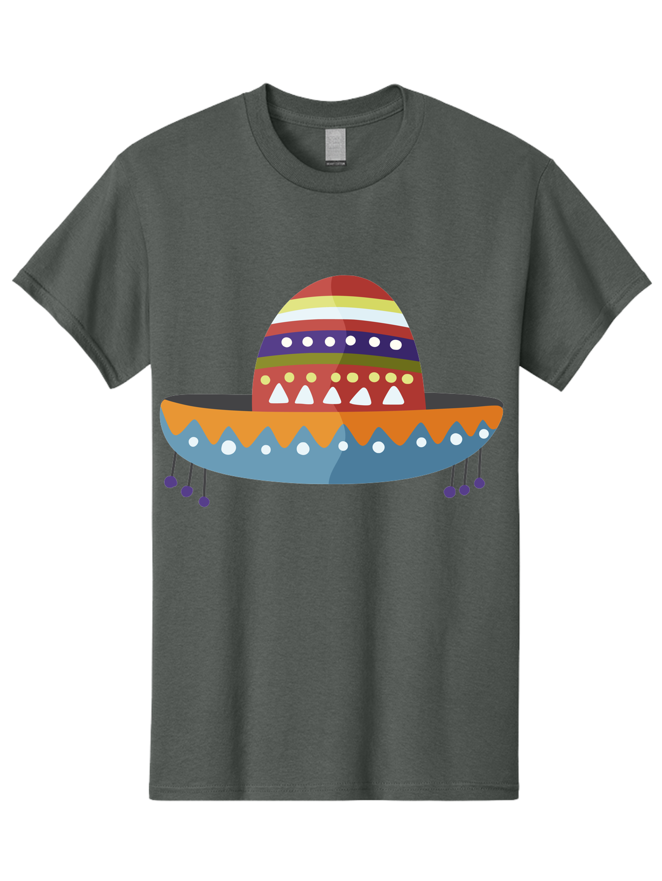 Sombrero Men'S Graphic Tee, 100% Cotton, Comfortable Casual Summer Wear, Machine Washable, Traditional Mexican Hat, Vibrant Colors, Festive Design, Cultural Heritage, Colorful Patterns, Decorative Elements, Fiesta Theme Aad759 17