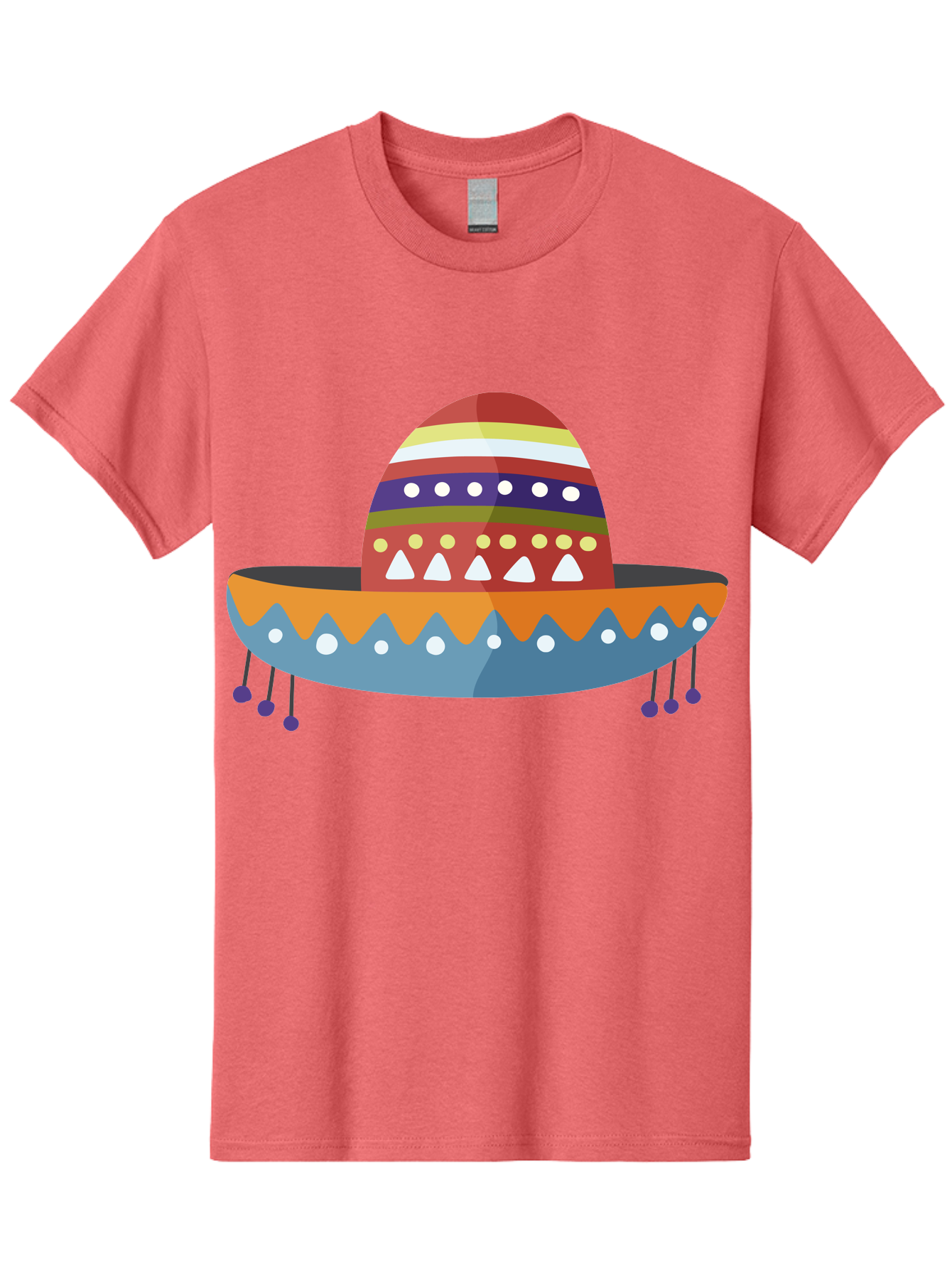 Sombrero Men'S Graphic Tee, 100% Cotton, Comfortable Casual Summer Wear, Machine Washable, Traditional Mexican Hat, Vibrant Colors, Festive Design, Cultural Heritage, Colorful Patterns, Decorative Elements, Fiesta Theme Aad759 3