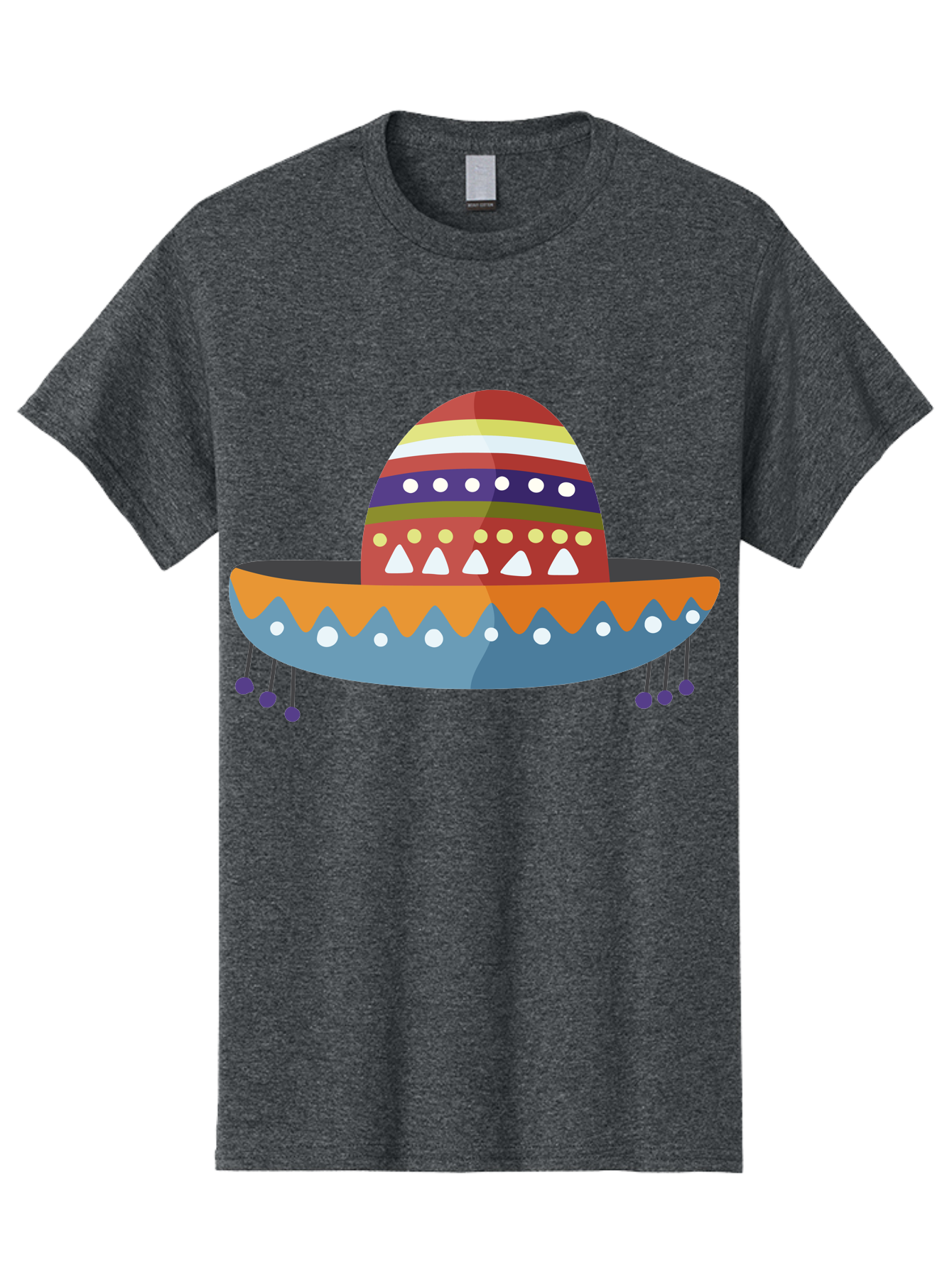 Sombrero Men'S Graphic Tee, 100% Cotton, Comfortable Casual Summer Wear, Machine Washable, Traditional Mexican Hat, Vibrant Colors, Festive Design, Cultural Heritage, Colorful Patterns, Decorative Elements, Fiesta Theme Aad759 21