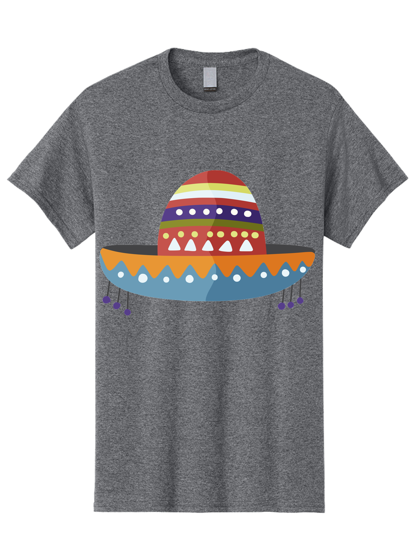 Sombrero Men'S Graphic Tee, 100% Cotton, Comfortable Casual Summer Wear, Machine Washable, Traditional Mexican Hat, Vibrant Colors, Festive Design, Cultural Heritage, Colorful Patterns, Decorative Elements, Fiesta Theme Aad759 19