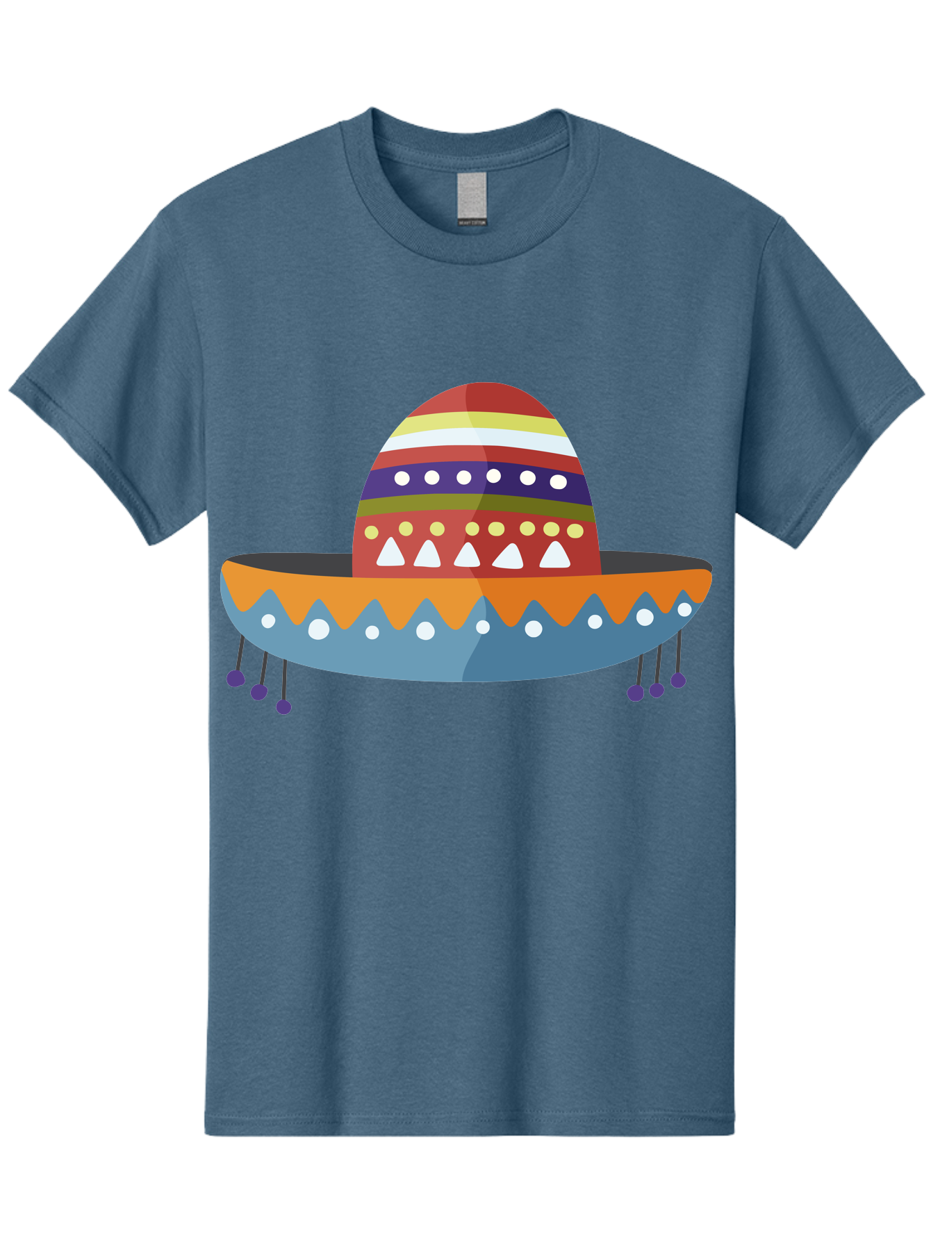 Sombrero Men'S Graphic Tee, 100% Cotton, Comfortable Casual Summer Wear, Machine Washable, Traditional Mexican Hat, Vibrant Colors, Festive Design, Cultural Heritage, Colorful Patterns, Decorative Elements, Fiesta Theme Aad759 7