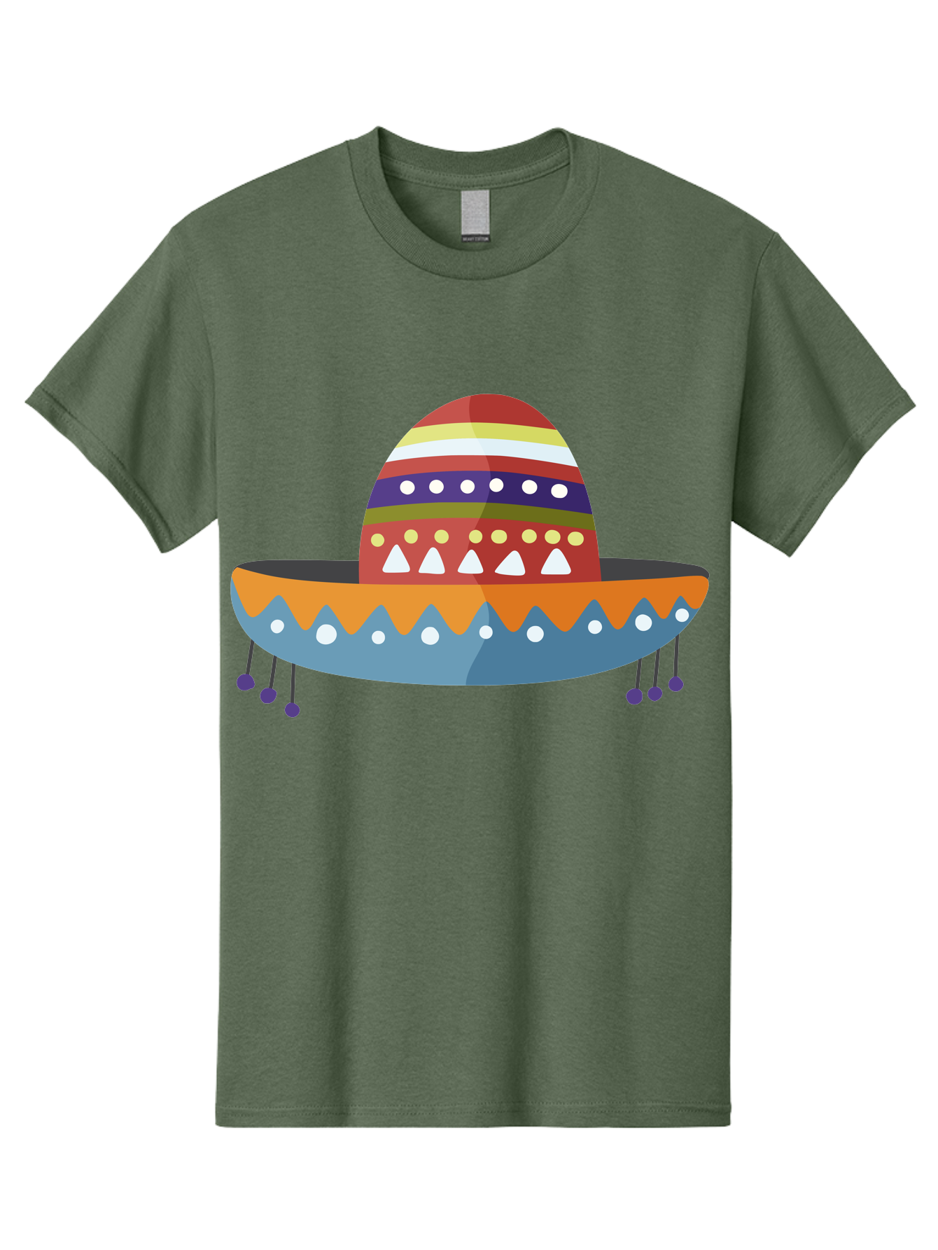 Sombrero Men'S Graphic Tee, 100% Cotton, Comfortable Casual Summer Wear, Machine Washable, Traditional Mexican Hat, Vibrant Colors, Festive Design, Cultural Heritage, Colorful Patterns, Decorative Elements, Fiesta Theme Aad759 29