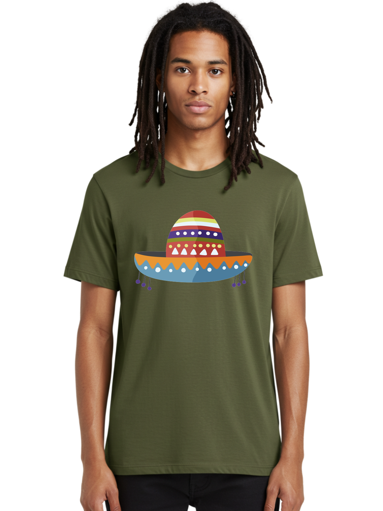 Sombrero Men'S Graphic Tee, 100% Cotton, Comfortable Casual Summer Wear, Machine Washable, Traditional Mexican Hat, Vibrant Colors, Festive Design, Cultural Heritage, Colorful Patterns, Decorative Elements, Fiesta Theme Aad759 30