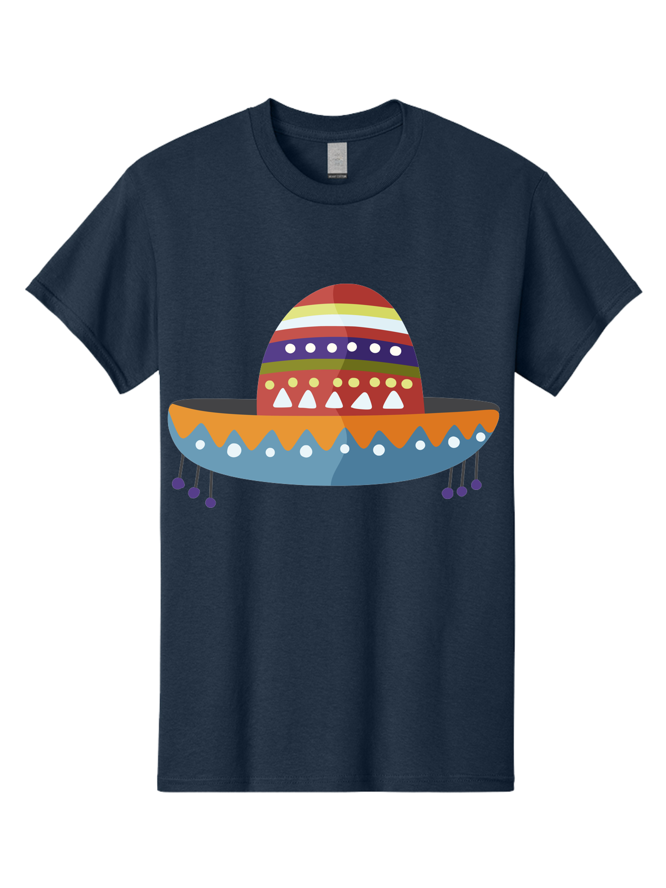Sombrero Men'S Graphic Tee, 100% Cotton, Comfortable Casual Summer Wear, Machine Washable, Traditional Mexican Hat, Vibrant Colors, Festive Design, Cultural Heritage, Colorful Patterns, Decorative Elements, Fiesta Theme Aad759 23