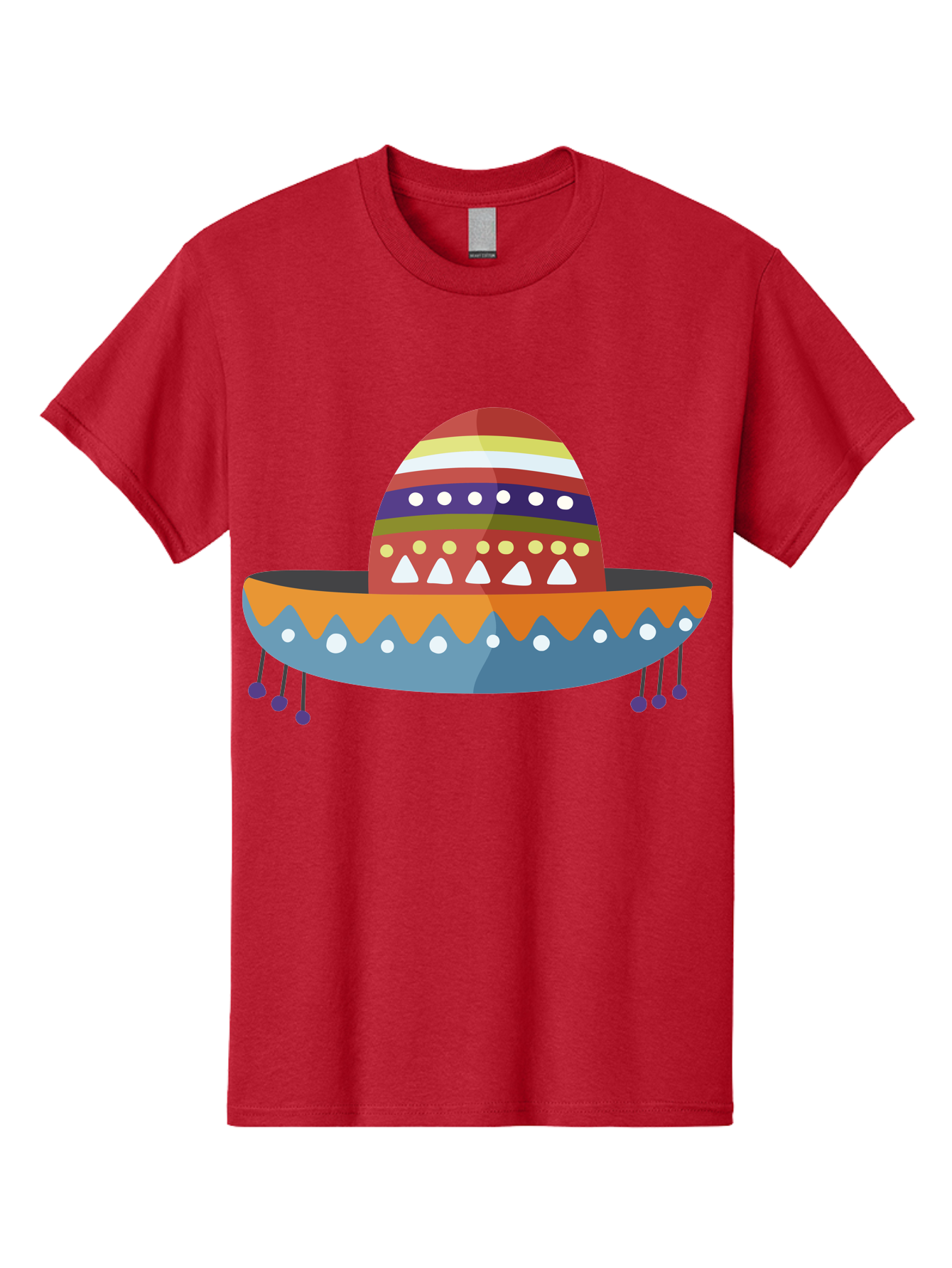 Sombrero Men'S Graphic Tee, 100% Cotton, Comfortable Casual Summer Wear, Machine Washable, Traditional Mexican Hat, Vibrant Colors, Festive Design, Cultural Heritage, Colorful Patterns, Decorative Elements, Fiesta Theme Aad759 15