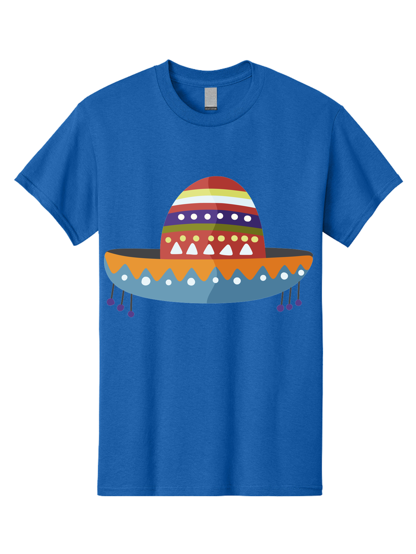 Sombrero Men'S Graphic Tee, 100% Cotton, Comfortable Casual Summer Wear, Machine Washable, Traditional Mexican Hat, Vibrant Colors, Festive Design, Cultural Heritage, Colorful Patterns, Decorative Elements, Fiesta Theme Aad759 5