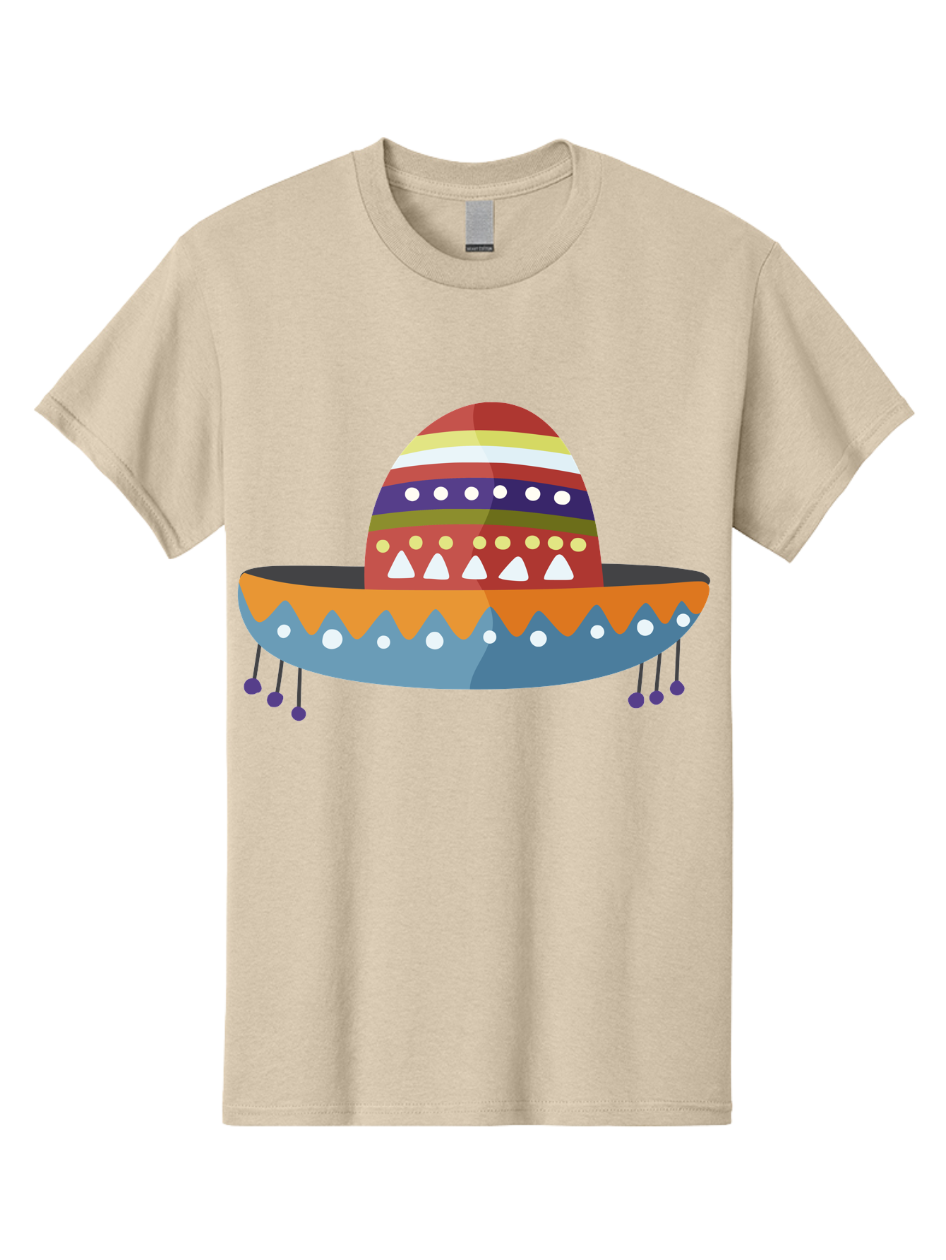 Sombrero Men'S Graphic Tee, 100% Cotton, Comfortable Casual Summer Wear, Machine Washable, Traditional Mexican Hat, Vibrant Colors, Festive Design, Cultural Heritage, Colorful Patterns, Decorative Elements, Fiesta Theme Aad759 27