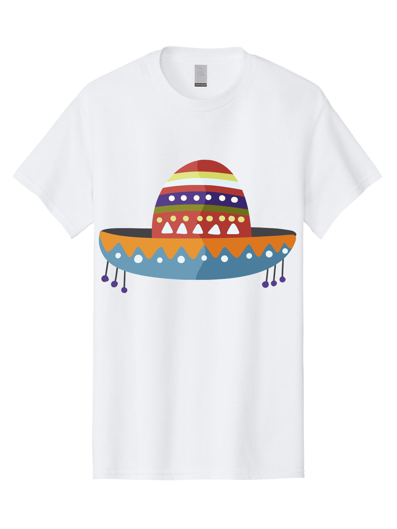Sombrero Men'S Graphic Tee, 100% Cotton, Comfortable Casual Summer Wear, Machine Washable, Traditional Mexican Hat, Vibrant Colors, Festive Design, Cultural Heritage, Colorful Patterns, Decorative Elements, Fiesta Theme Aad759 11