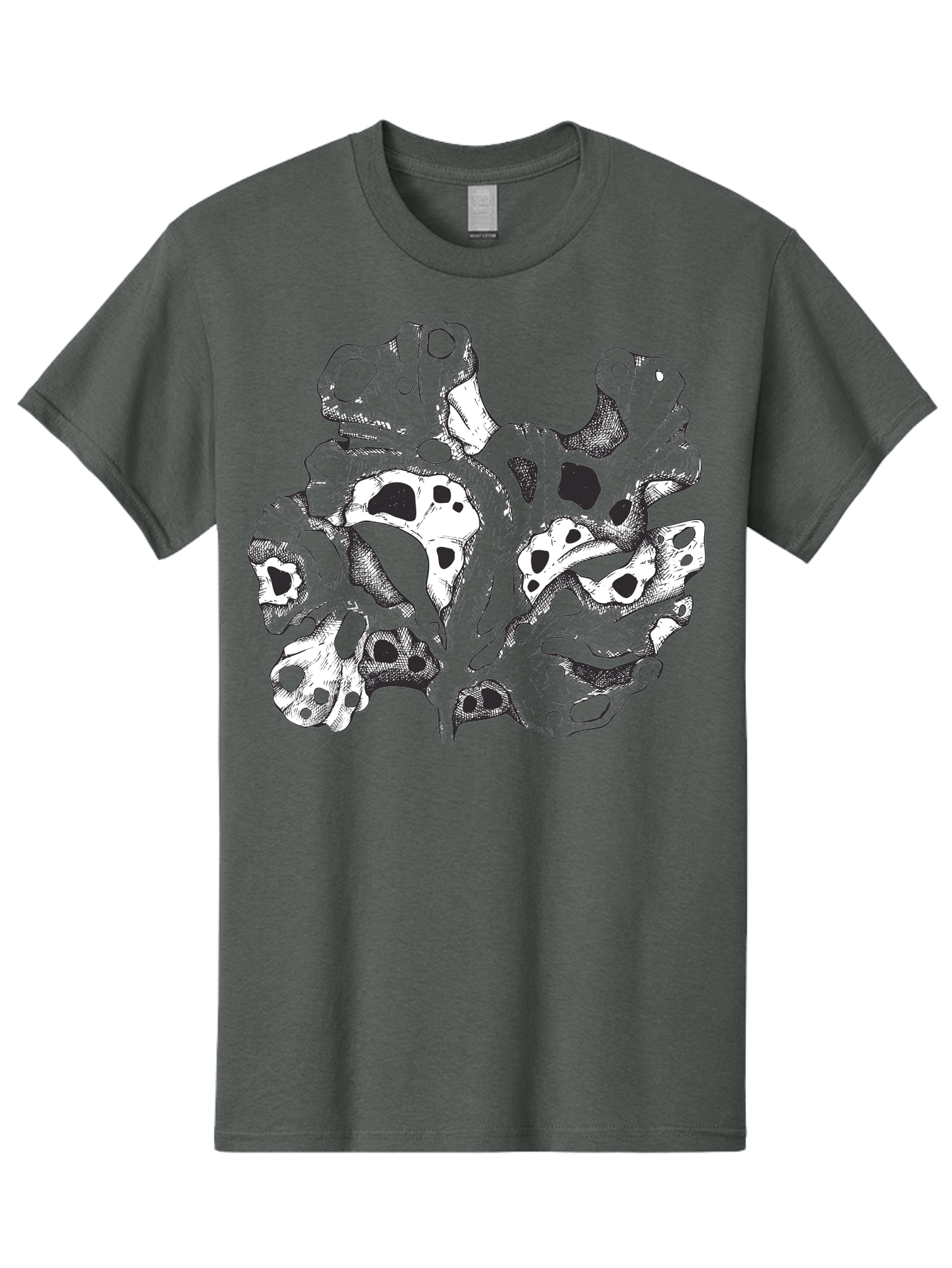 Splat-Art Men'S Graphic Tee, 100% Cotton, Comfortable Casual Summer Wear, Machine Washable, Abstract Skull, Organic Shapes, Surreal Art, Fantasy Design, Mysterious Graphics, Dark And Moody Atmosphere, Complex Patterns, Aad760 19