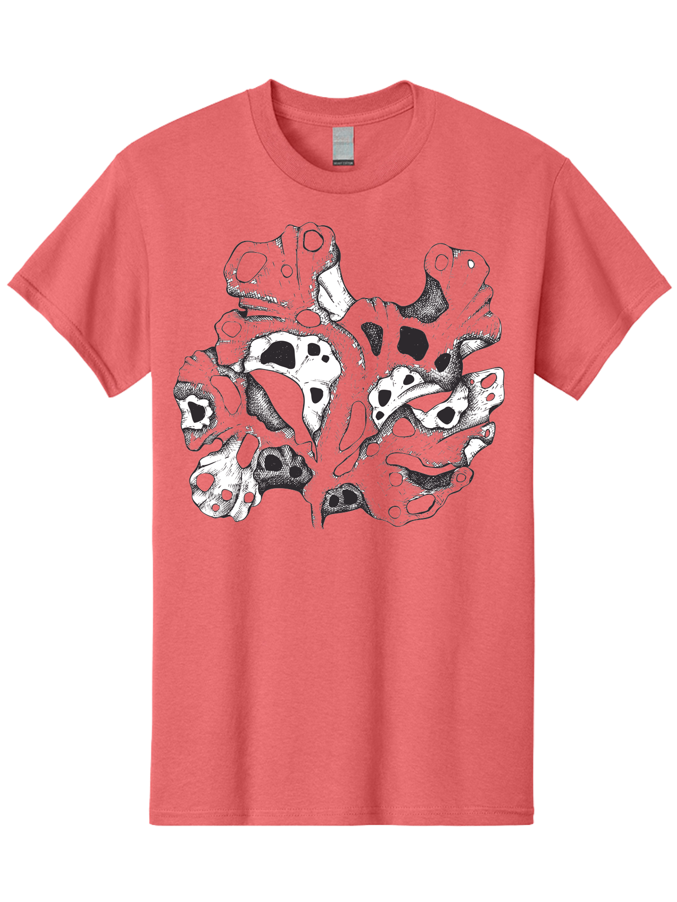 Splat-Art Men'S Graphic Tee, 100% Cotton, Comfortable Casual Summer Wear, Machine Washable, Abstract Skull, Organic Shapes, Surreal Art, Fantasy Design, Mysterious Graphics, Dark And Moody Atmosphere, Complex Patterns, Aad760 17