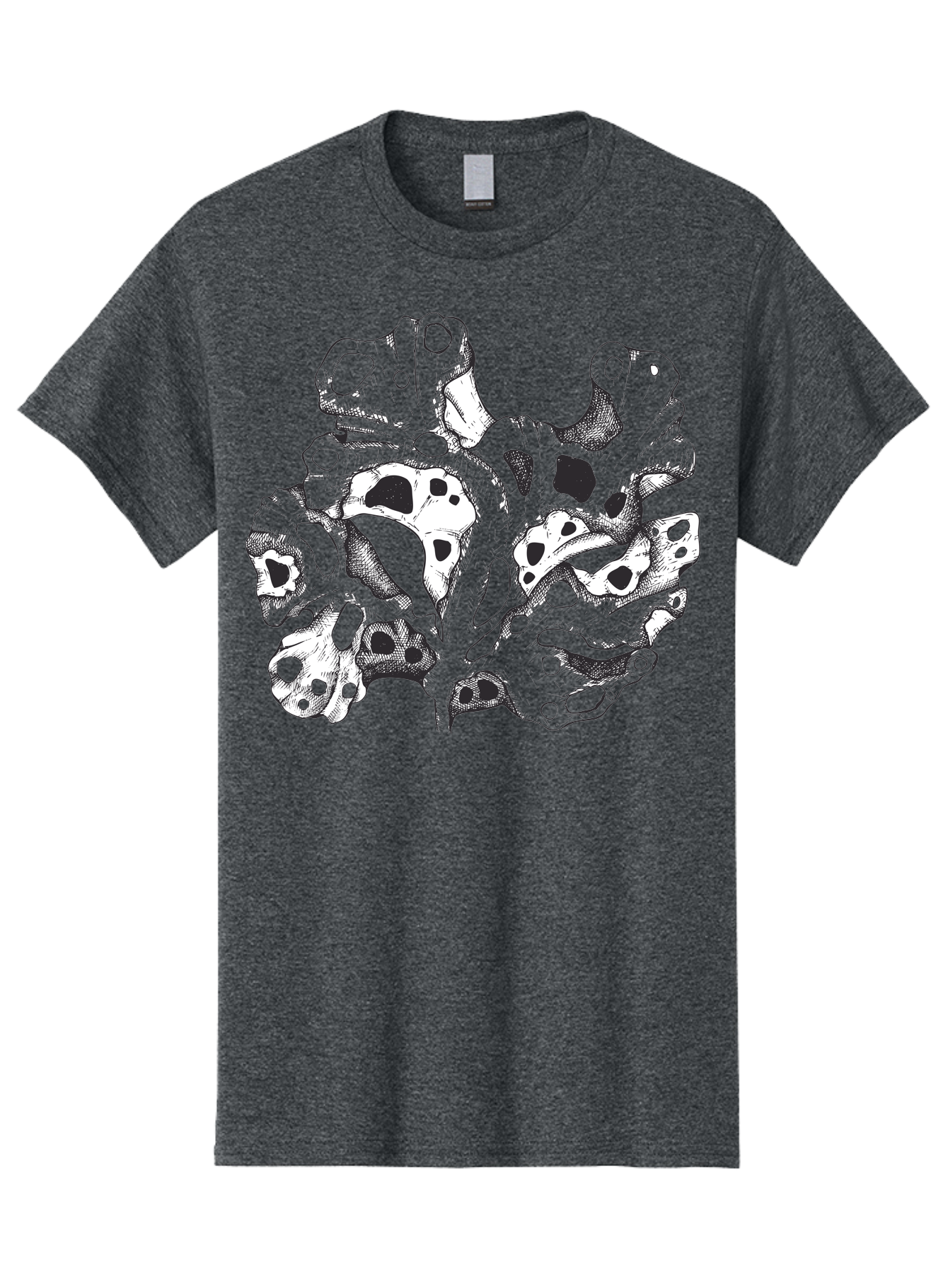 Splat-Art Men'S Graphic Tee, 100% Cotton, Comfortable Casual Summer Wear, Machine Washable, Abstract Skull, Organic Shapes, Surreal Art, Fantasy Design, Mysterious Graphics, Dark And Moody Atmosphere, Complex Patterns, Aad760 23