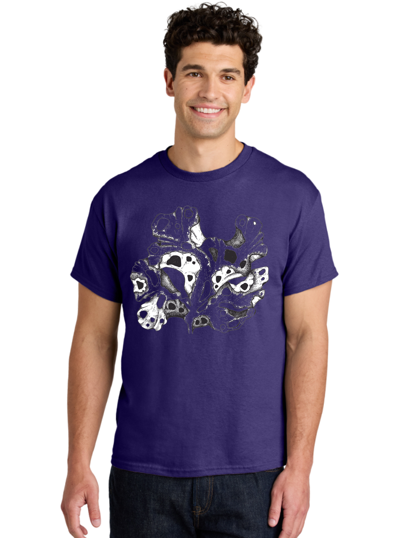 Splat-Art Men'S Graphic Tee, 100% Cotton, Comfortable Casual Summer Wear, Machine Washable, Abstract Skull, Organic Shapes, Surreal Art, Fantasy Design, Mysterious Graphics, Dark And Moody Atmosphere, Complex Patterns, Aad760 4