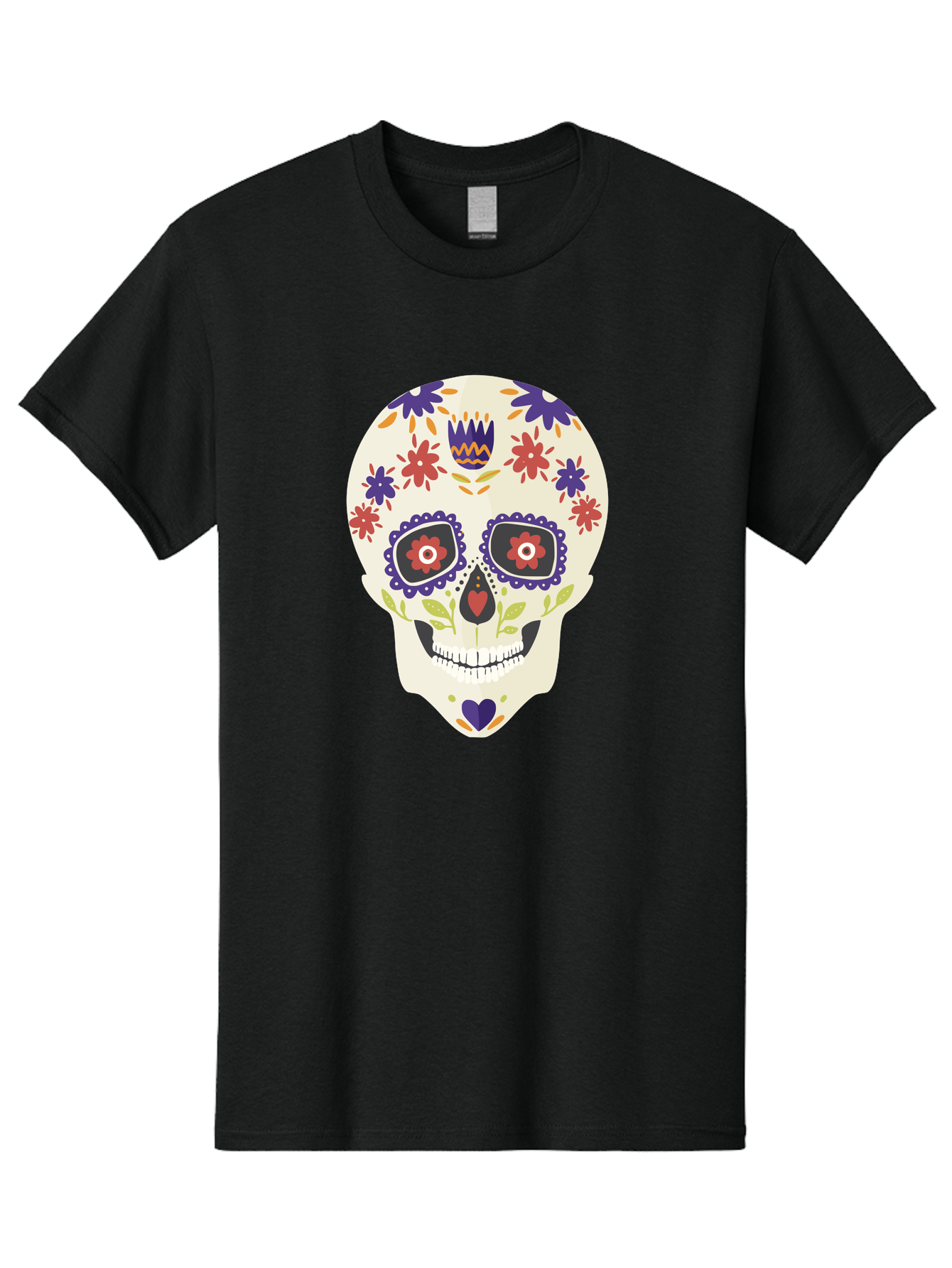 Sugar-Skull Men'S Graphic Tee, 100% Cotton, Comfortable Casual Summer Wear, Machine Washable, Sugar Skull, Day Of The Dead, Floral Design, Colorful Decorations, Vibrant Flowers, Festive Illustration, Traditional Mexican Art, Aad764 29