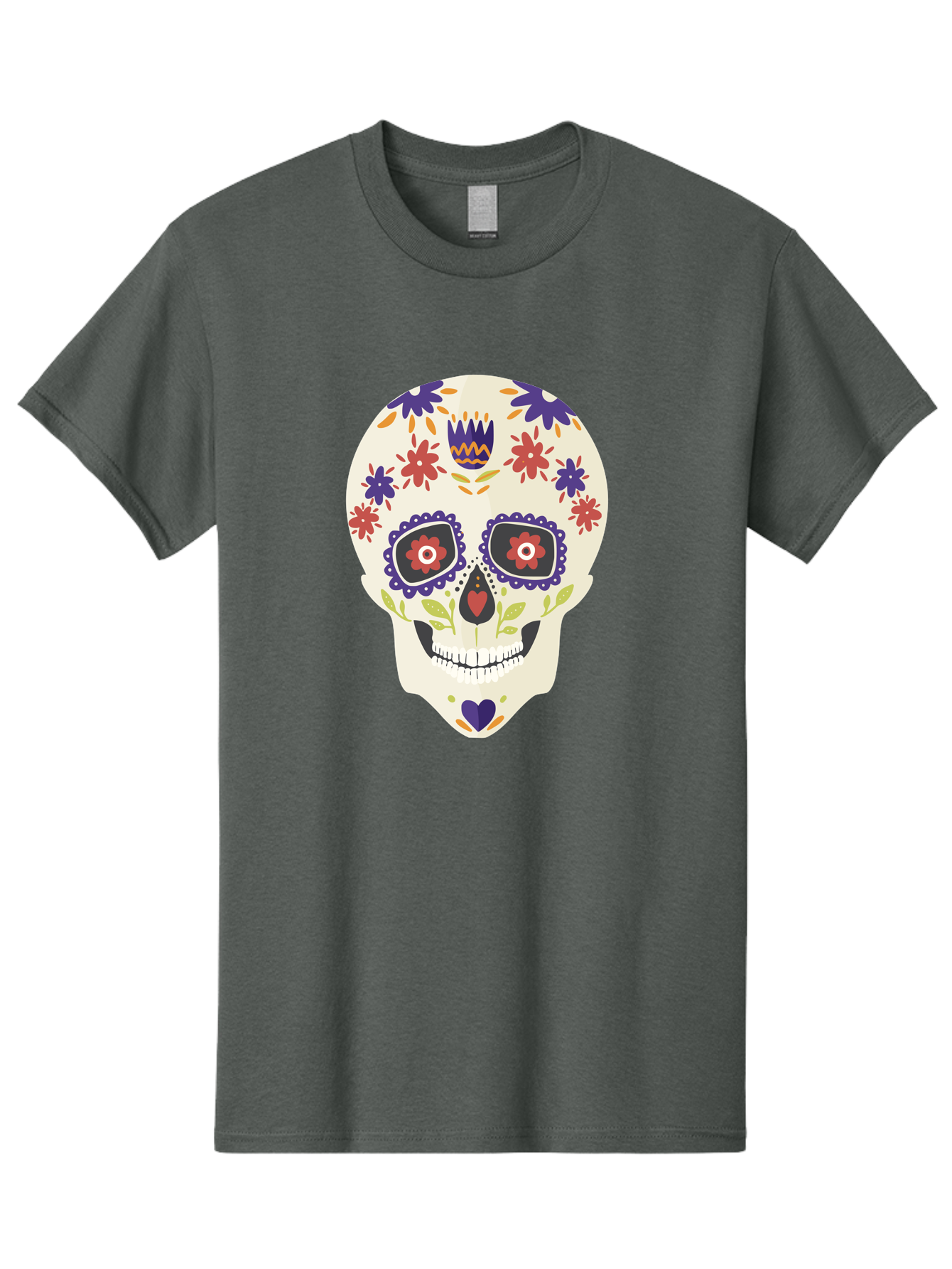 Sugar-Skull Men'S Graphic Tee, 100% Cotton, Comfortable Casual Summer Wear, Machine Washable, Sugar Skull, Day Of The Dead, Floral Design, Colorful Decorations, Vibrant Flowers, Festive Illustration, Traditional Mexican Art, Aad764 7